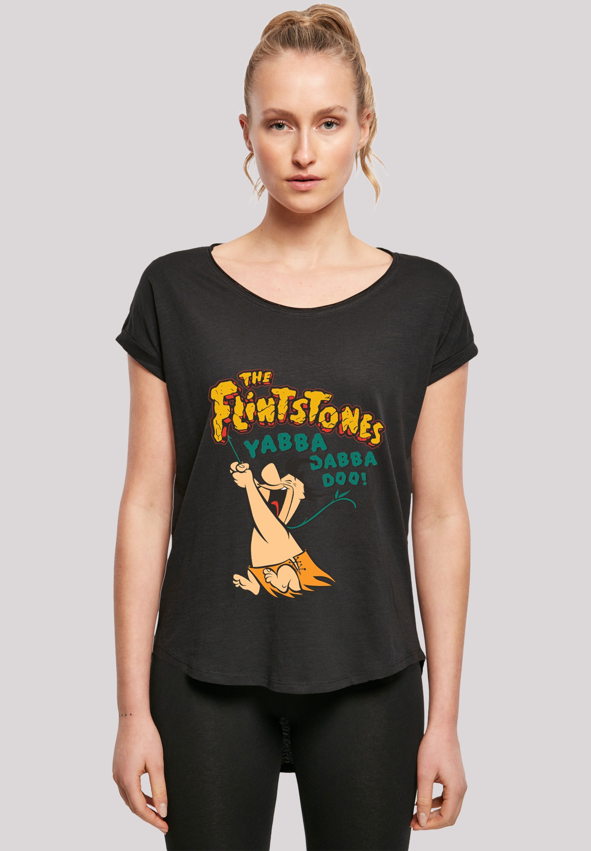 F4NT4STIC Kurzarmshirt »F4NT4STIC Damen Fred Yabba Dabba Doo with Ladies Long Slub Tee«