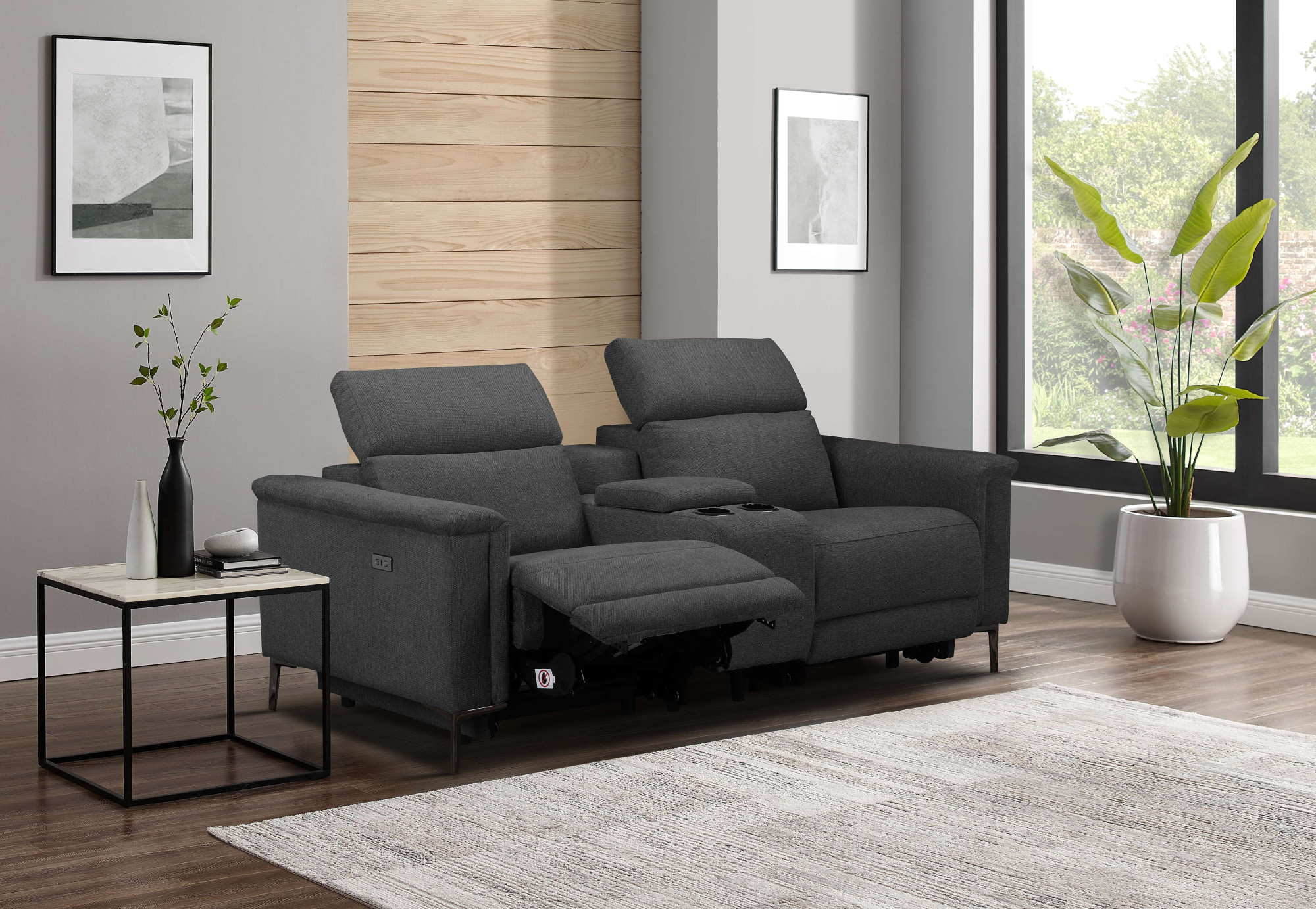 OTTO home 2-Sitzer "LUND, Struktur, Kinosofa, Relaxfunktion, TV-Sessel, man./elektrisch" Kopfteilverstellung, Getränkefachhalter, Staufach, wahlweise USB A/C