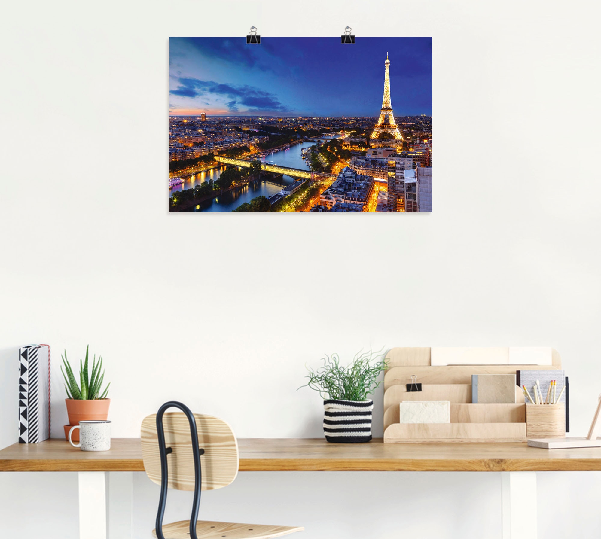 Artland Wandbild »Eiffelturm und Seine am Abend, Paris«, Paris, (1 St.), als Alubild, Outdoorbild, Leinwandbild, Poster, Wandaufkleber