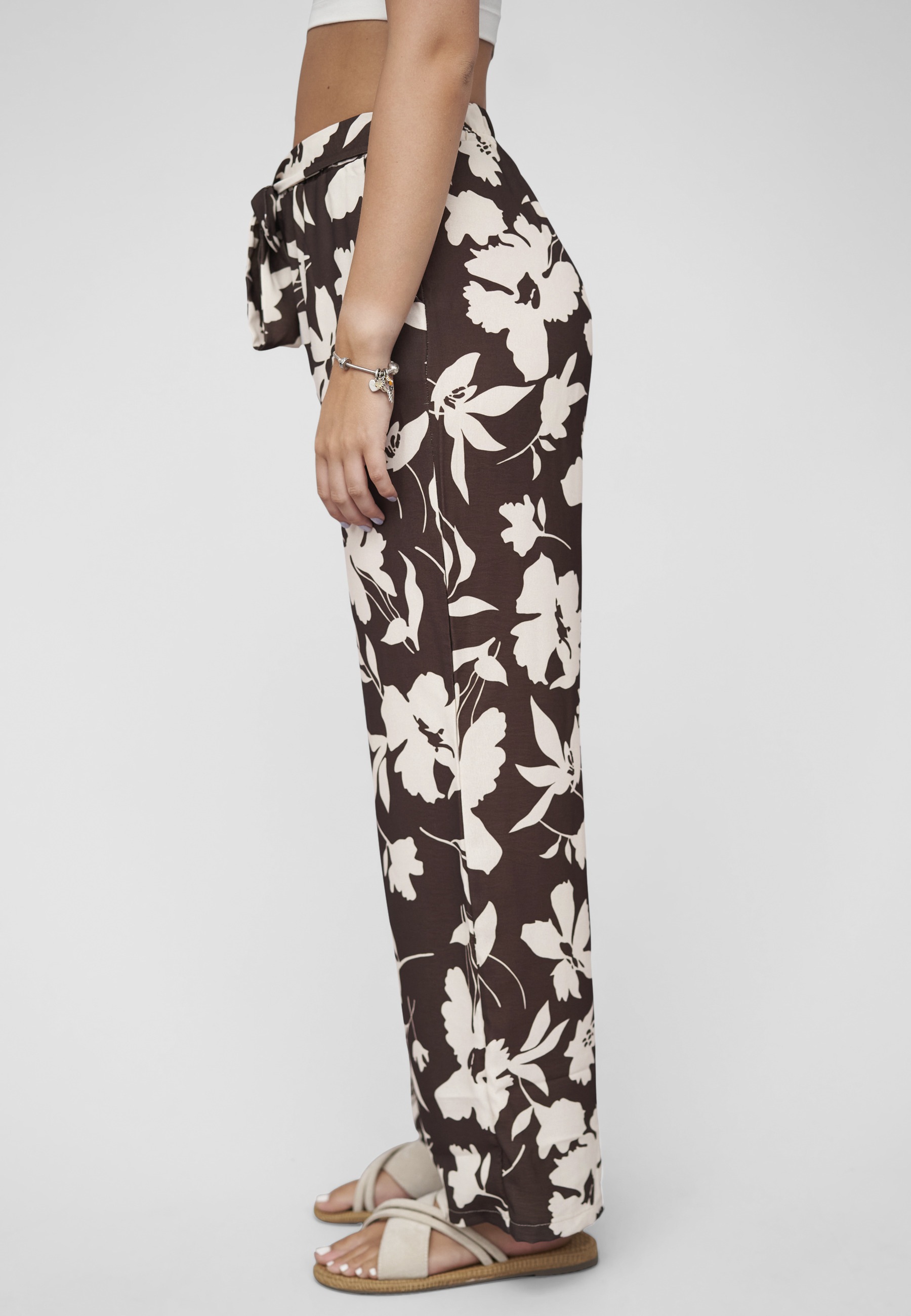 CLOUD 5IVE Stoffhose »CLOUD 5IVE Pants with tie belt and aop flower print«