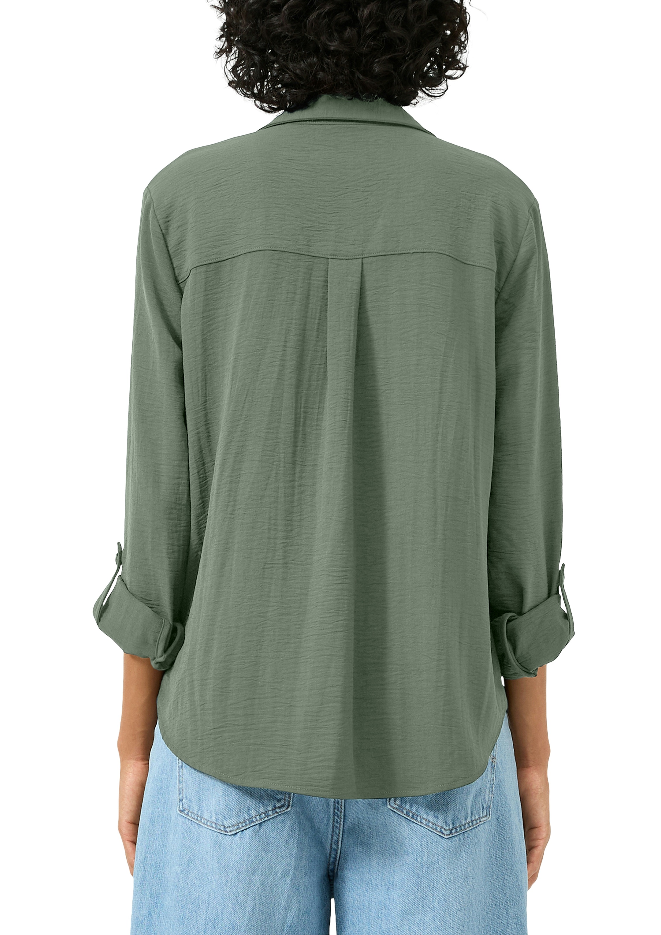 QS Langarmbluse mit Knopfleiste und Brusttaschen günstig online kaufen