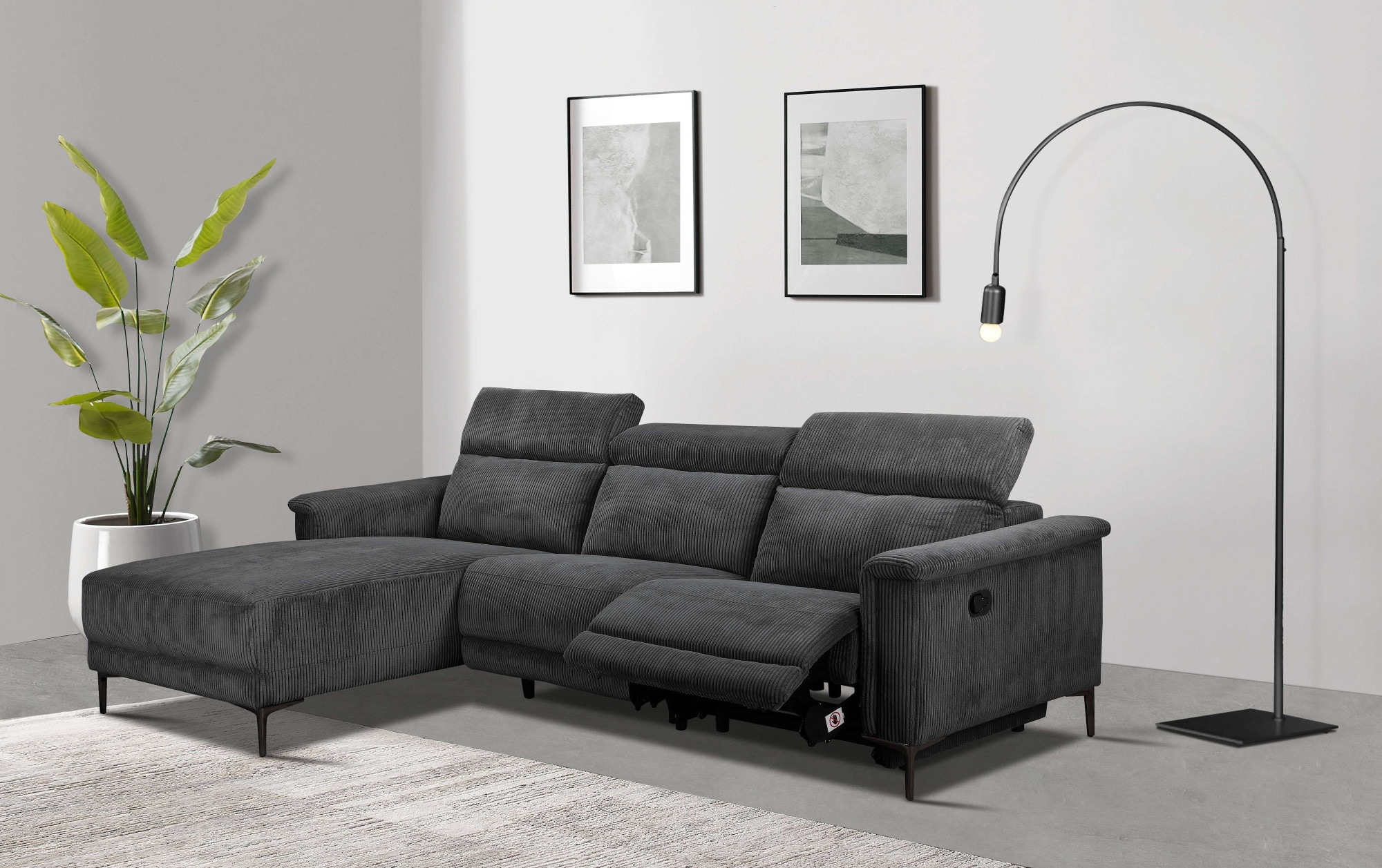 Ecksofa »Lund in Cord, L-Form, 261 cm, mit manueller«, o. elektrischer Relaxfunktion,...