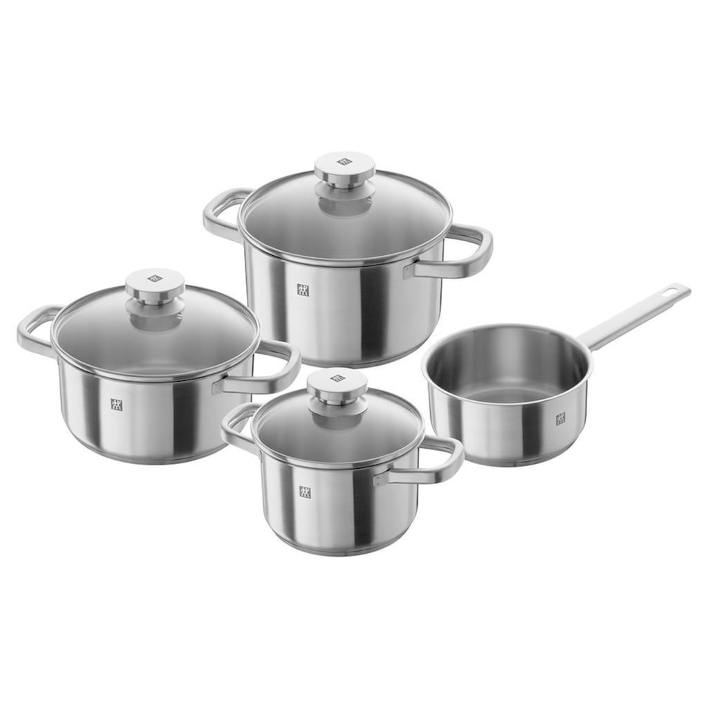 Zwilling Topf-Set »Joy«, Edelstahl 18/10, (Set, 4 tlg., je 1 Kochtopf Ø 16/20 cm, 1 Bratentopf Ø 20 cm, 1 Kasserolle Ø 16 cm), Induktion