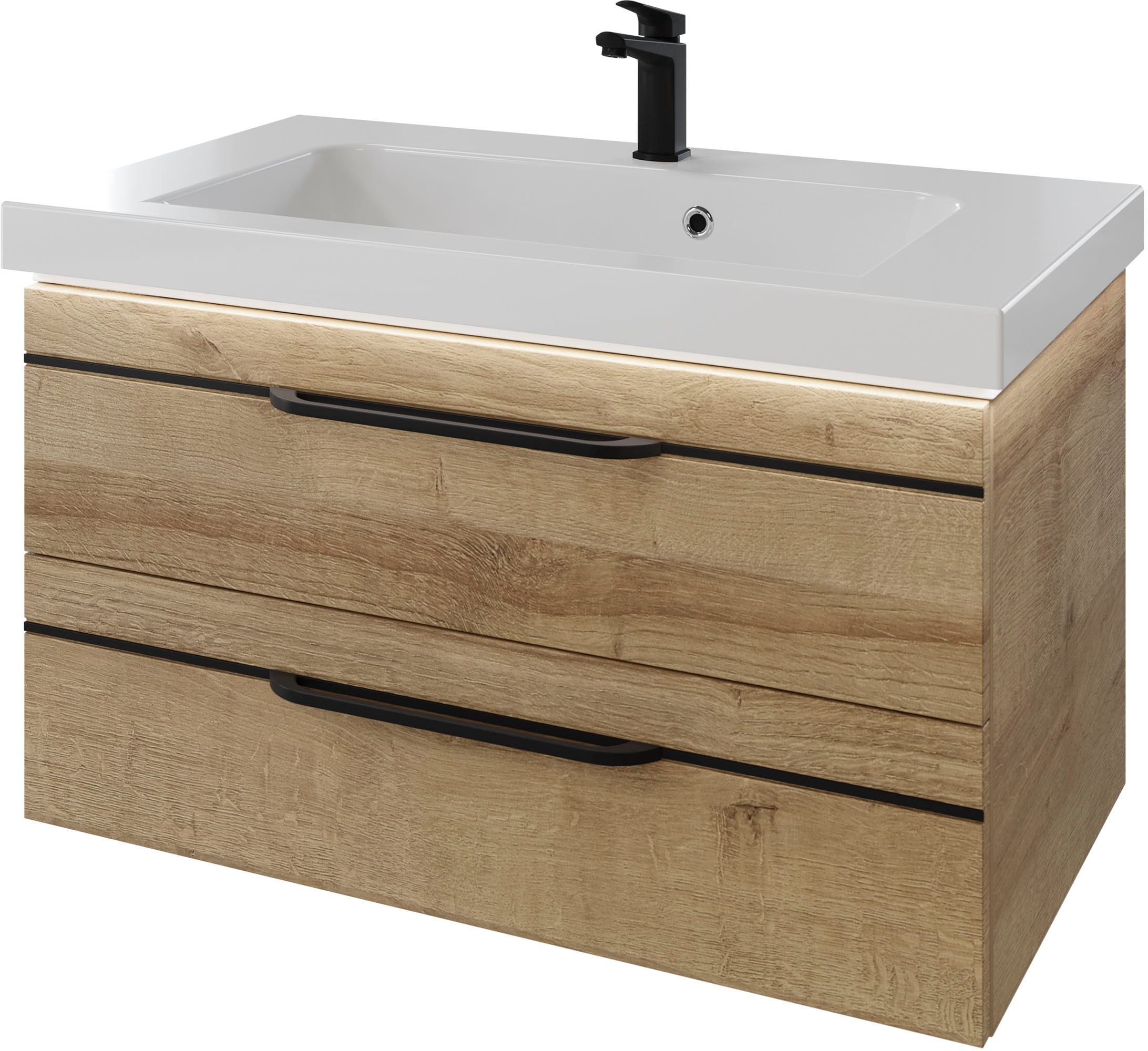 Saphir Waschtisch "Serie Balto Mineralmarmor-Waschtisch mit Unterschrank, 92 cm breit" 2 Stk. tlg. Waschplatz mit 2 Schubladen, Badschrank in verschiedenen Ausführungen