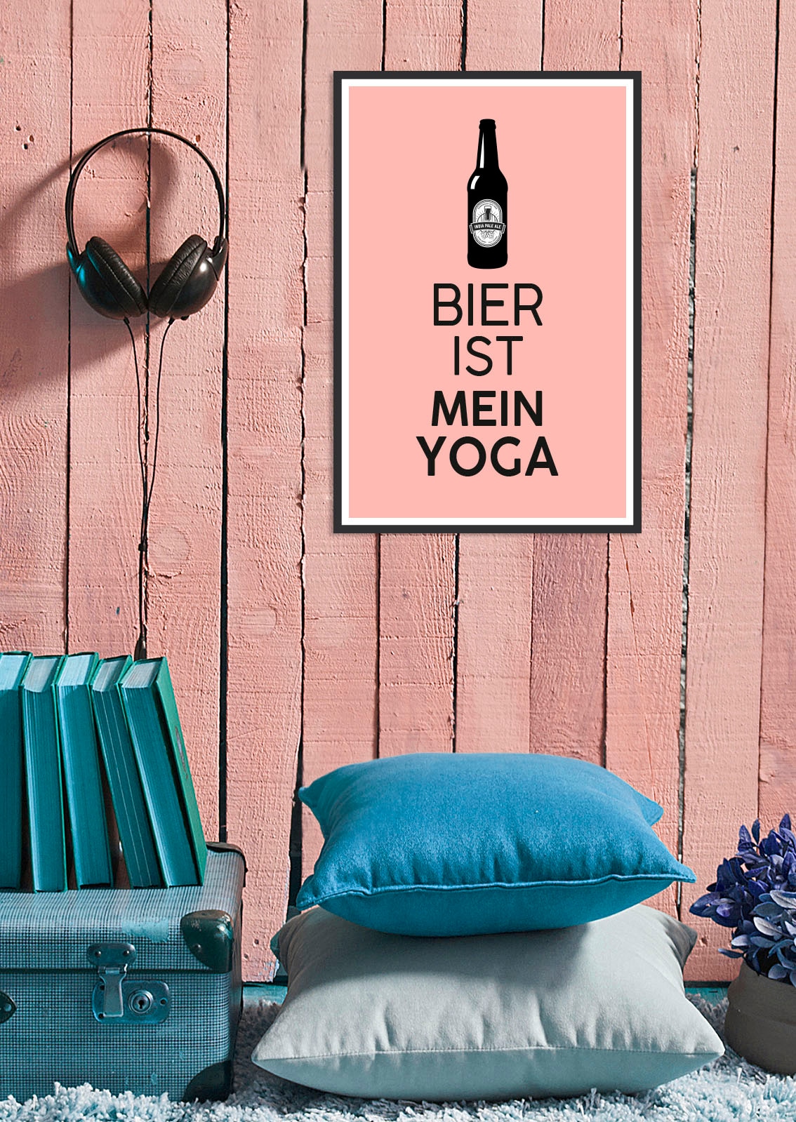 Metallbild »Bier Yoga«, Schriftzüge, (1 St.), Stahlschilder