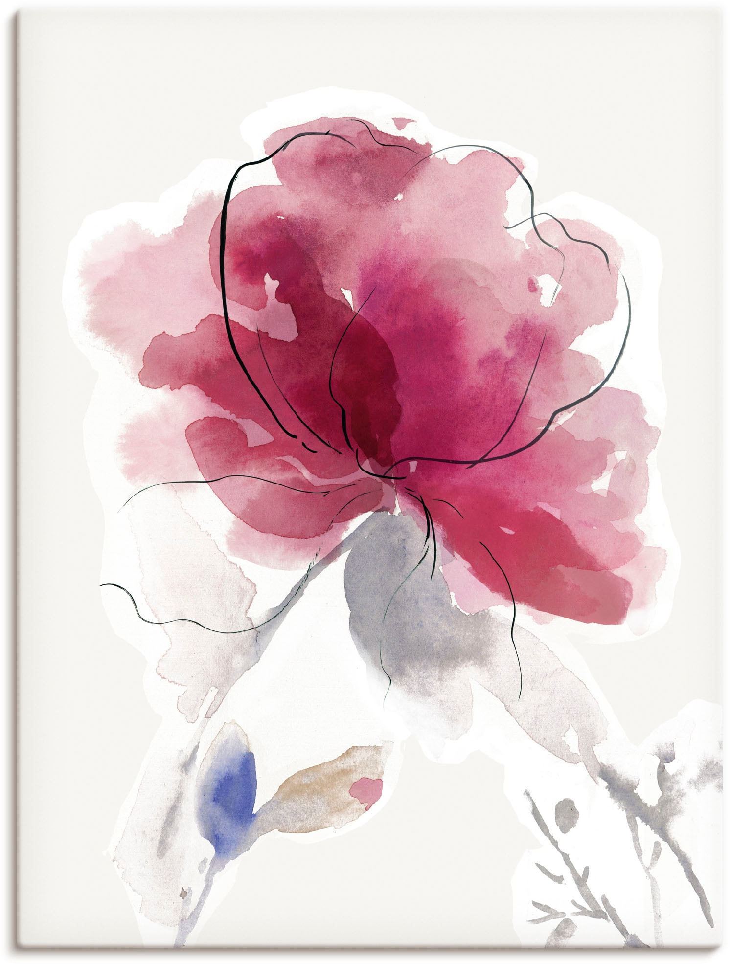 Artland Leinwandbild "Rosige Blüte II." Blumenbilder 1 Stk. tlg. auf Holzrahmen gespannt