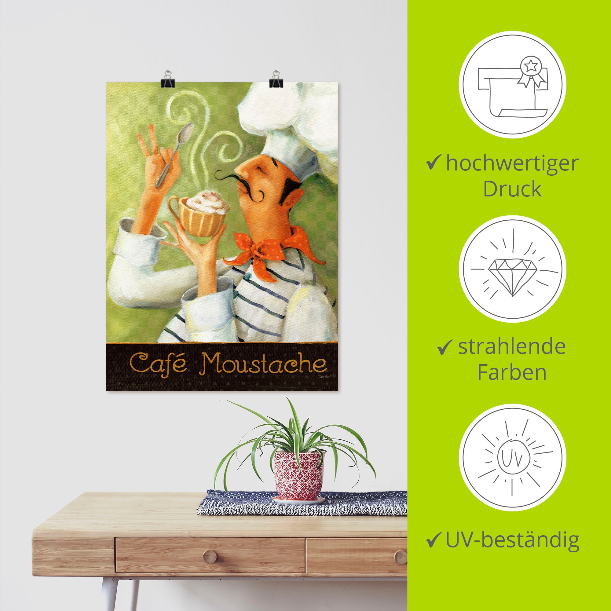 Artland Poster »Cafe Moustache II«, Getränke, (1 St.), als Leinwandbild, Wandaufkleber oder Poster in versch. Größen