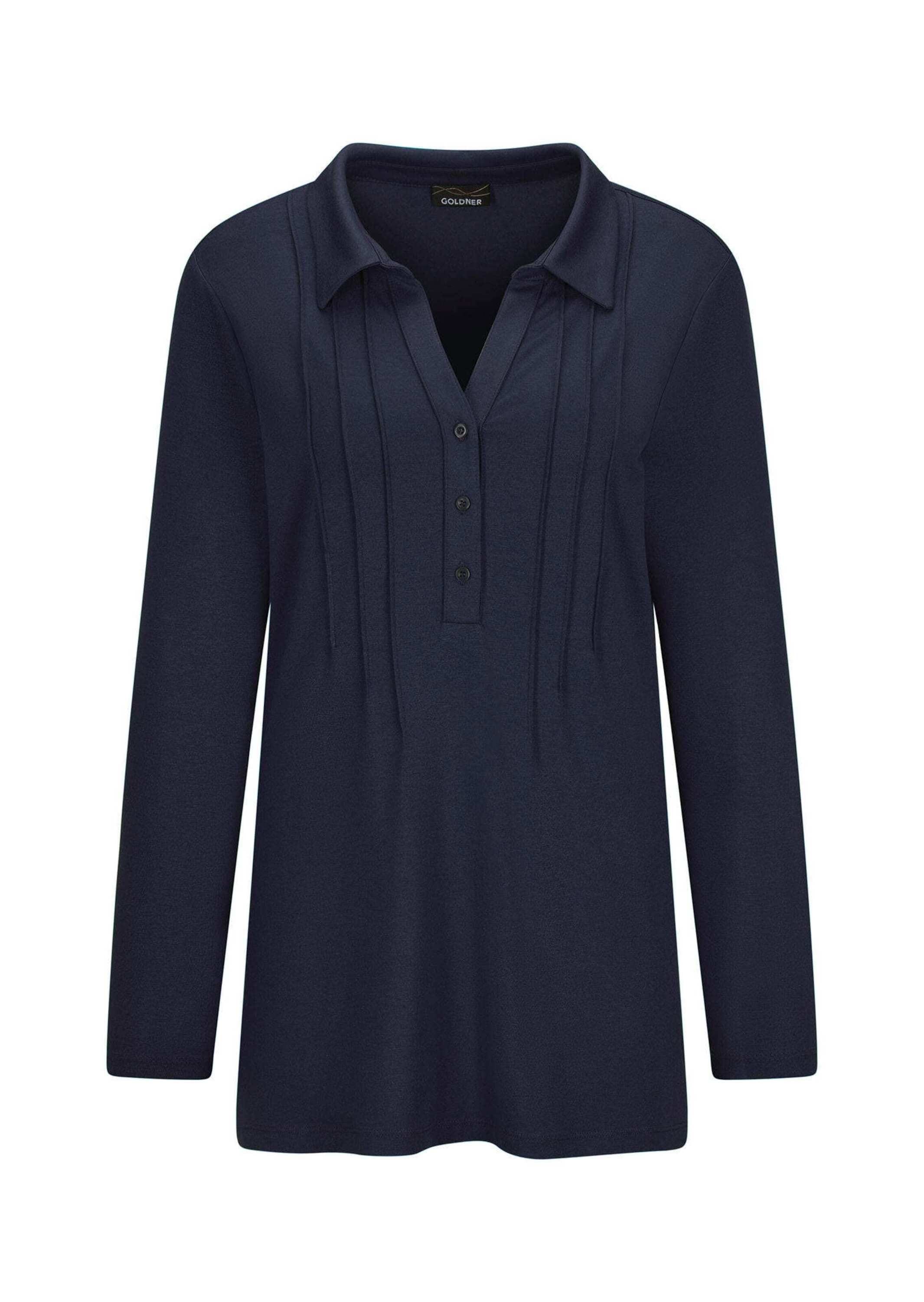 GOLDNER Langarmshirt "Kurzgröße Halbarm Blusenshirt mit Hemdkragen" Biesen günstig online kaufen