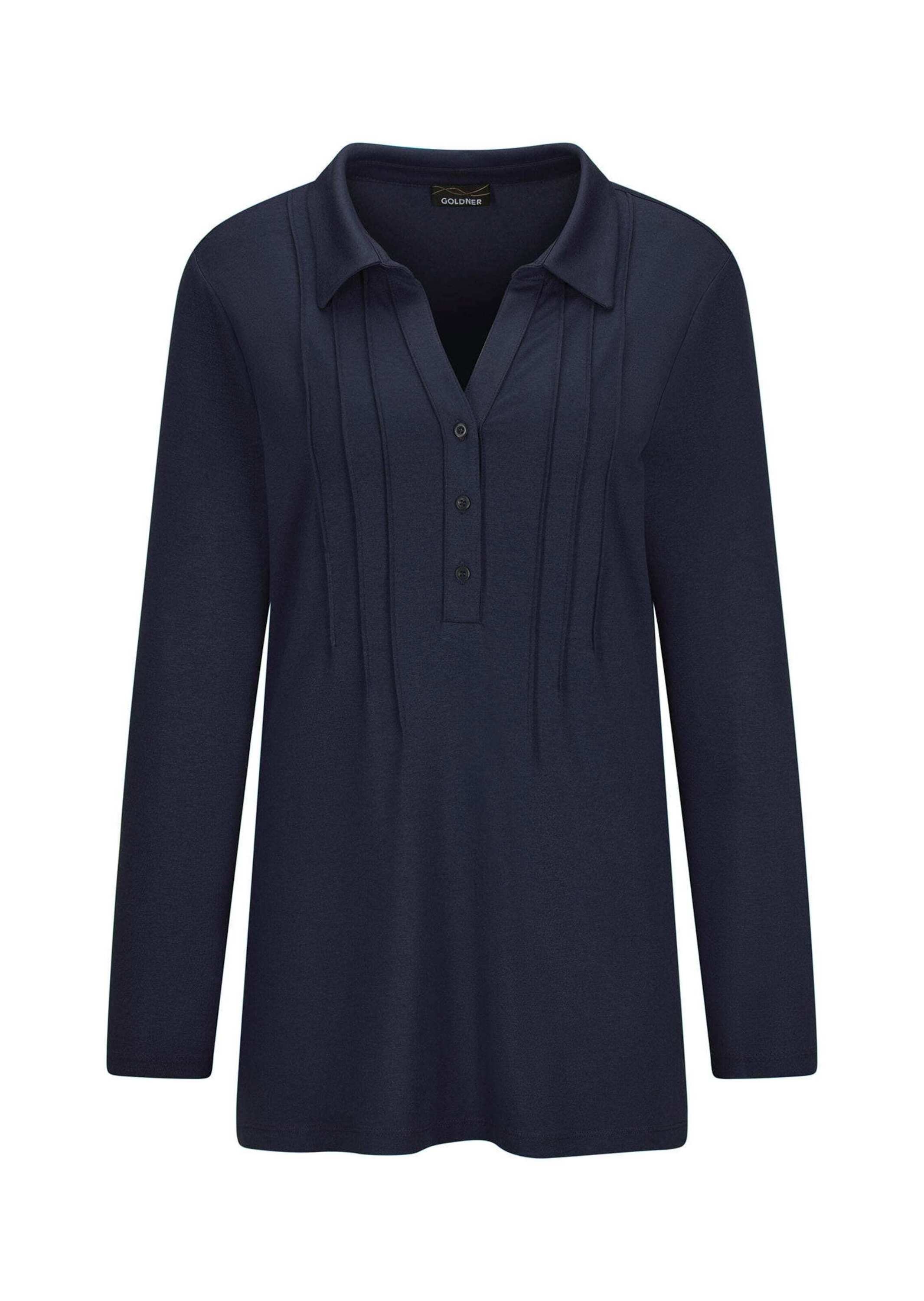 GOLDNER Langarmshirt "Kurzgröße Halbarm Blusenshirt mit Hemdkragen" günstig online kaufen