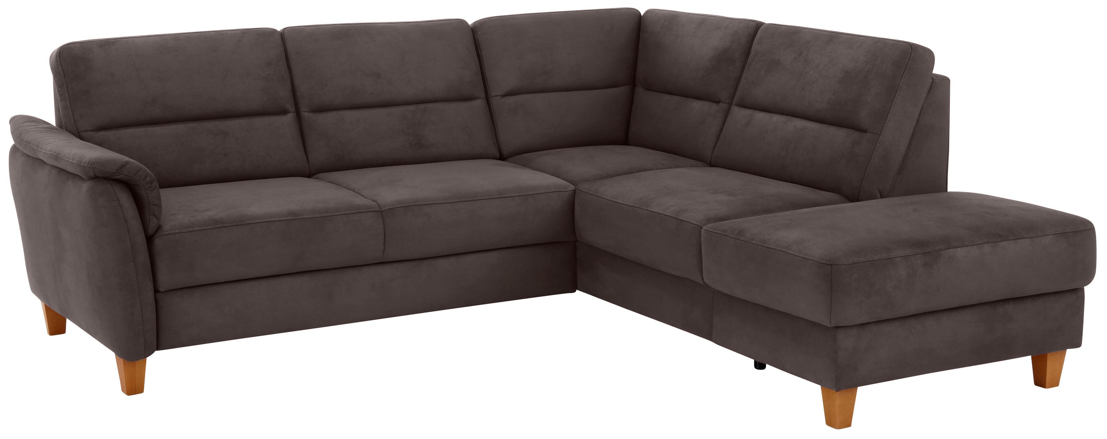 Home affaire Ecksofa "Palmera, L-Form, B: 236 cm, Bettfunktion & Bettkasten wählbar" Federkern-Polsterung, Sitzhöhe 48 cm, handgefertigt, stilvolles Design