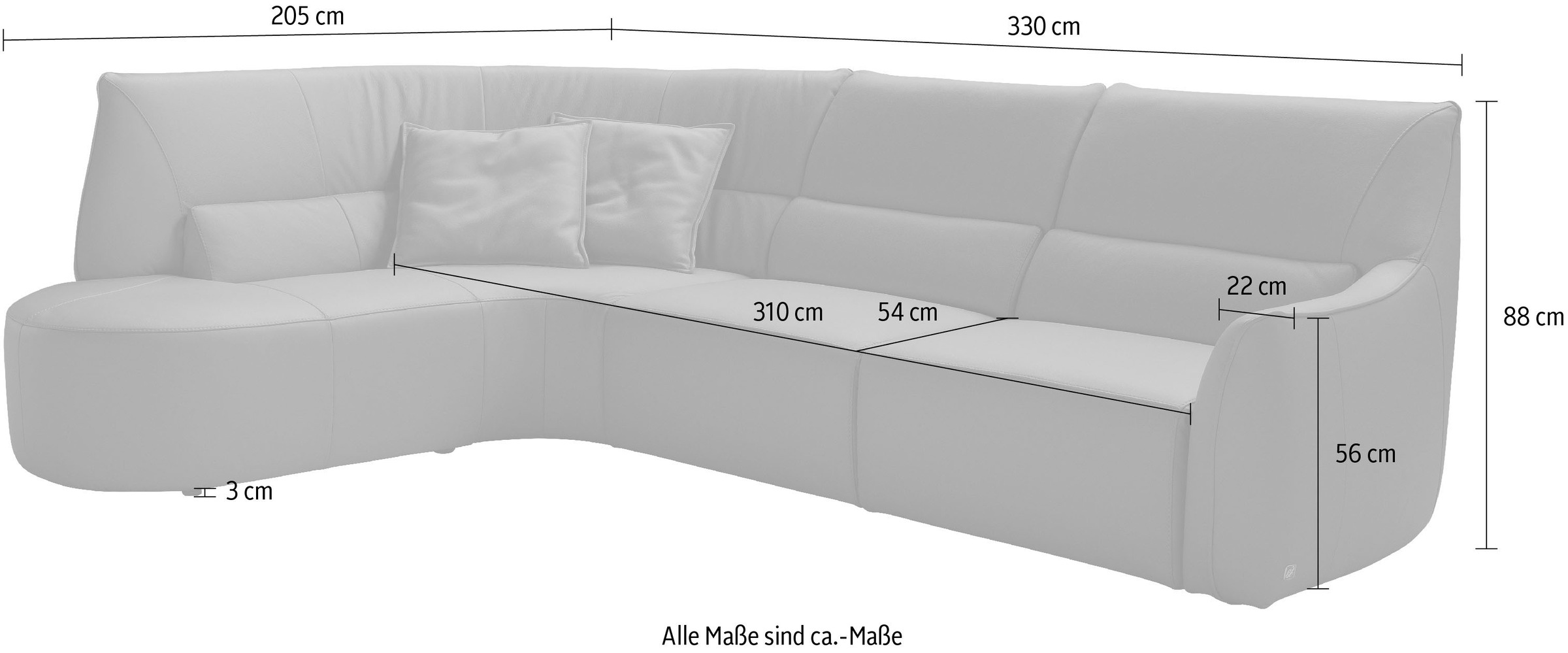 Egoitaliano Ecksofa »Puffy, extravagant & edel, Retro Designsofa, hoher Sitzkomfort, L-Form«, mit Ottomane, wahlweise mit und ohne elektrischer Relaxfunktion