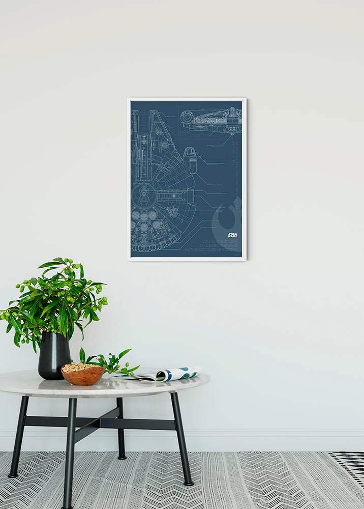 Komar Bild "Star Wars Blueprint Falcon" Star Wars 1 Stk. tlg. Wandbild zur Dekoration im Kinderzimmer - ohne Rahmen