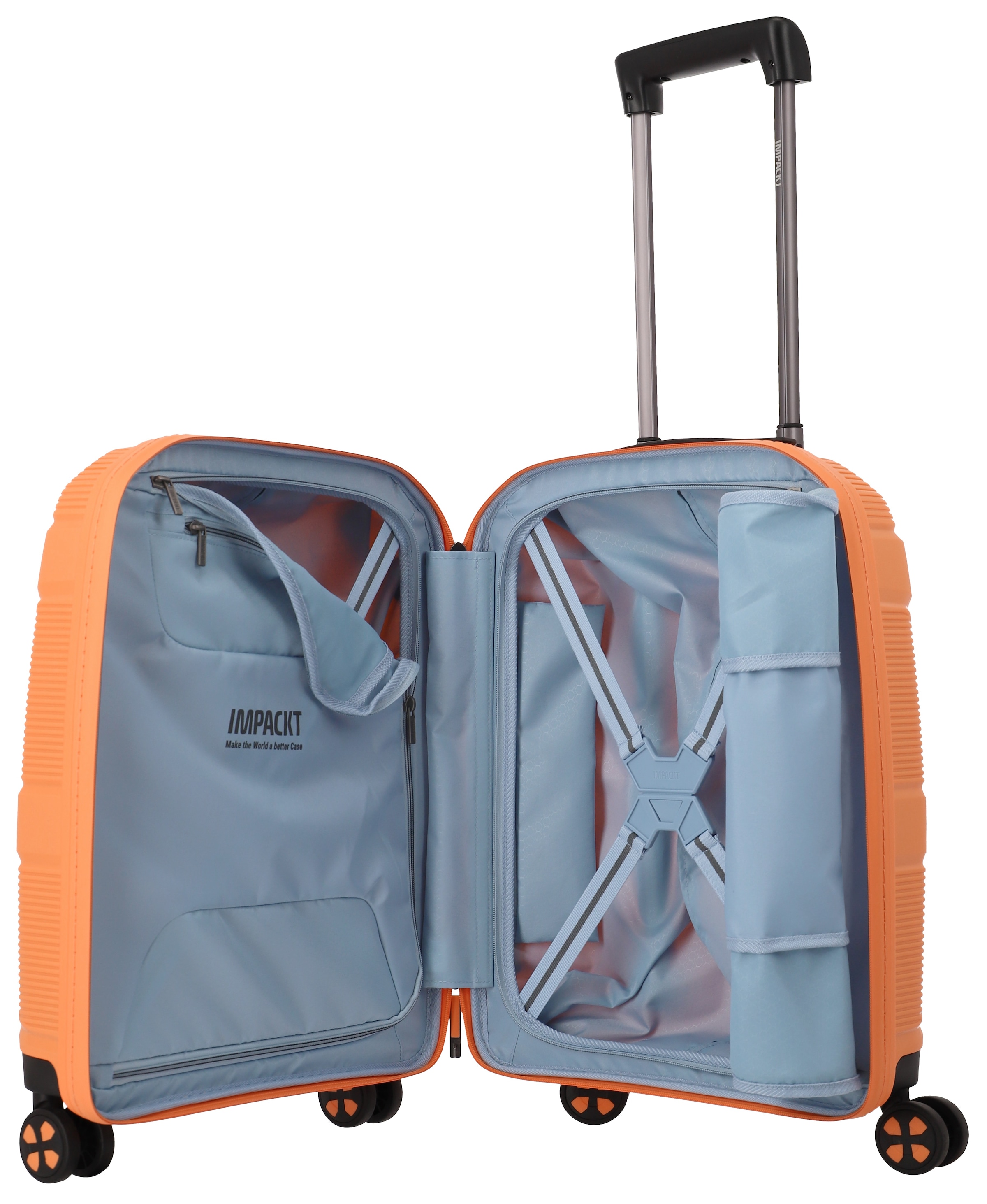 IMPACKT Hartschalen-Trolley »IP1, verschiedene Größen und Farben« 38 l 4 Rollen Hartschalen-Koffer vegan Koffer Reisegepäck USB-Port TSA Zahlenschloss