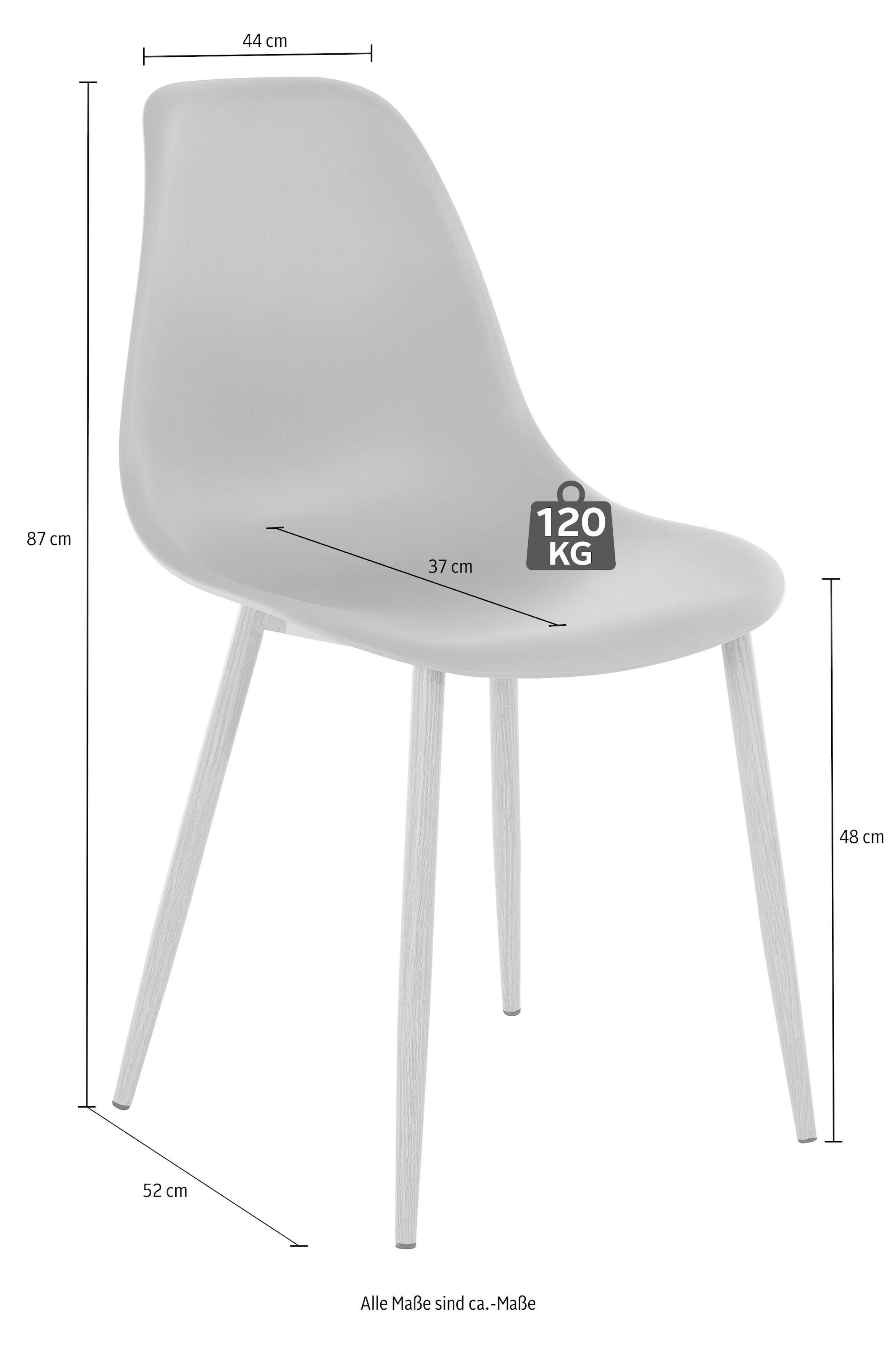INOSIGN Essgruppe »Miller«, bestellen Stühlen mit 4 ( 5 Glastisch Eckiger (Set, | tlg.), Kunststoffschale) BAUR