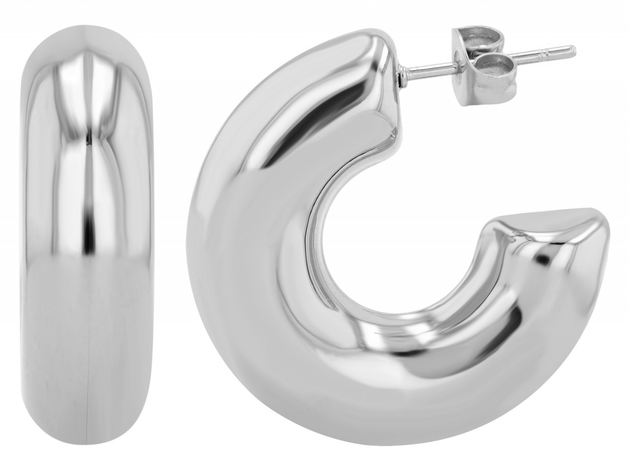 Paar Creolen ADELIA´S "Damen Creolen aus Edelstahl", silber, Ohrringe, Damen, Damen, Edelstahl