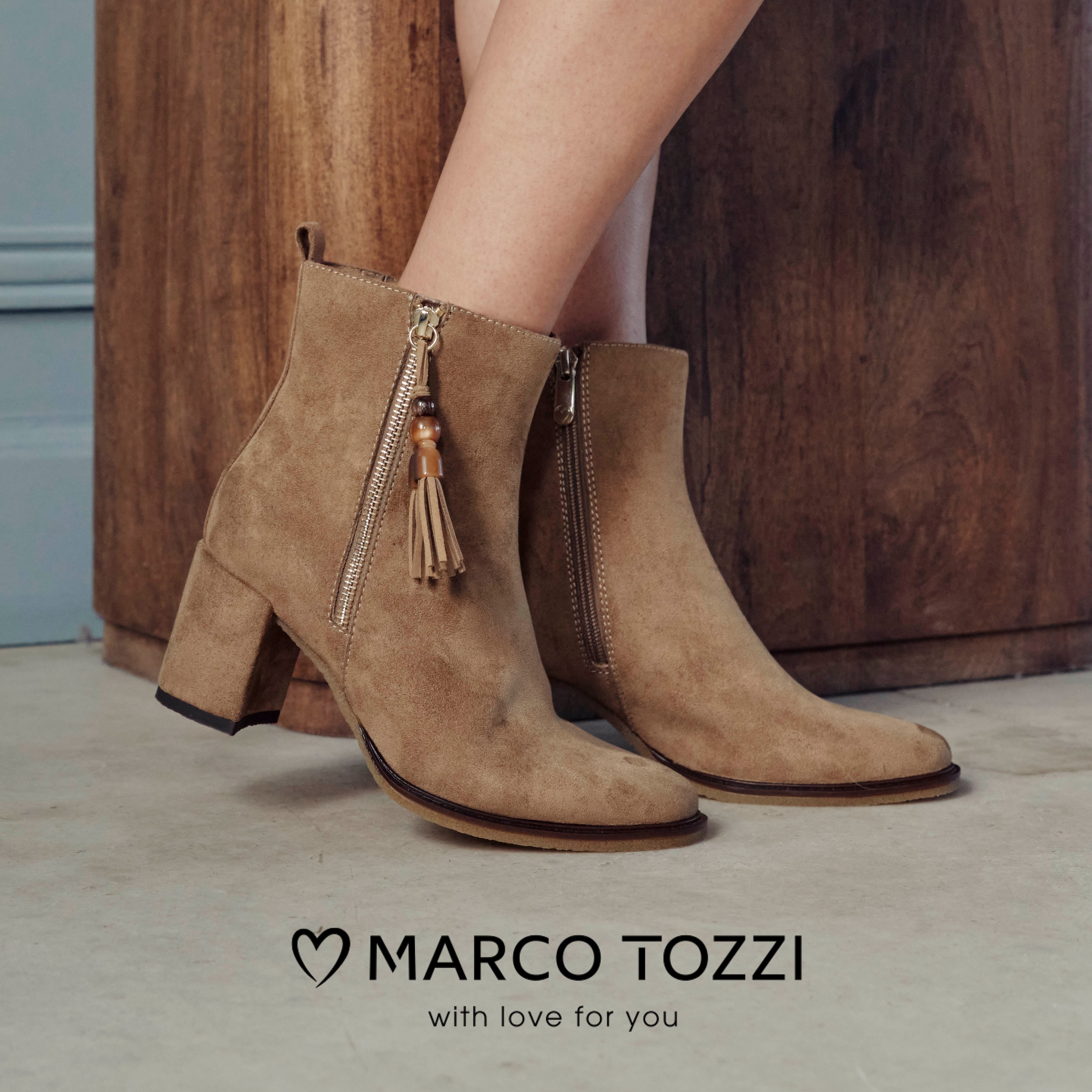 MARCO TOZZI Stiefelette  Cowboy-Boots, Ankle Boots mit Kordel-Schmuckelement
