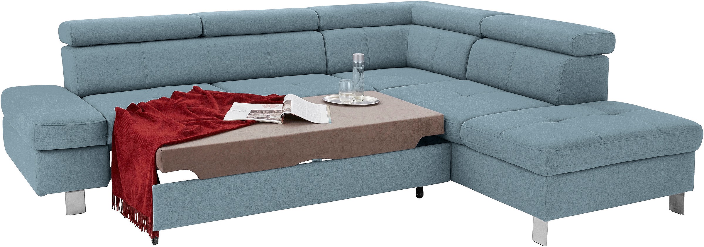 exxpo - sofa fashion Ecksofa »Fiji, L-Form«, mit Kopf- bzw. Rückenverstellung, wahlweise mit Bettfunktion