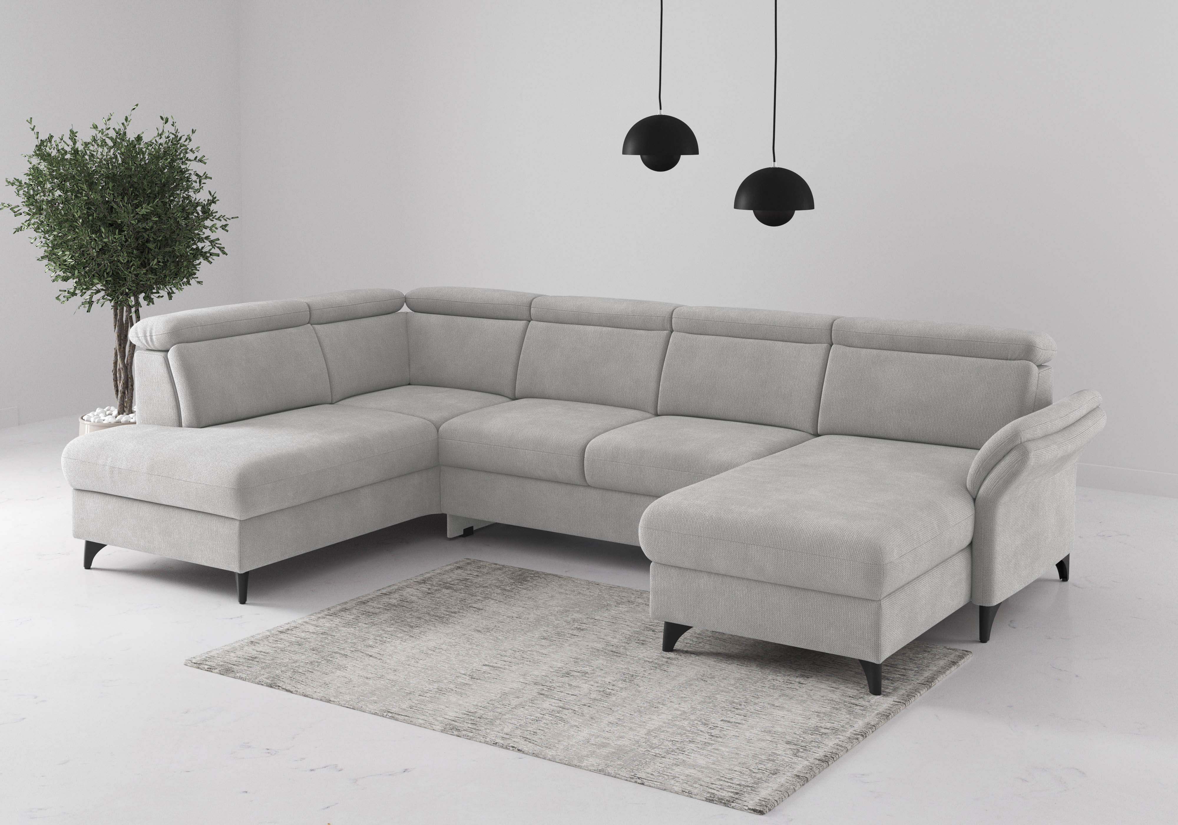 sit&more Wohnlandschaft "Glendale, U-Form" inkl. Kopfteilverstellung,wahlweise mit Vorziehsitz und Bettkasten
