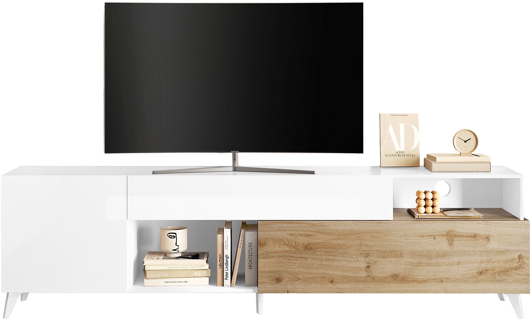 Home affaire Lowboard "Monaco in Breite 241 cm, TV-Schrank mit Tür, Klappe und Schubkasten" Mediaboard – sanft schließend, edel, mit Kabelkanal, spürbar geräumig