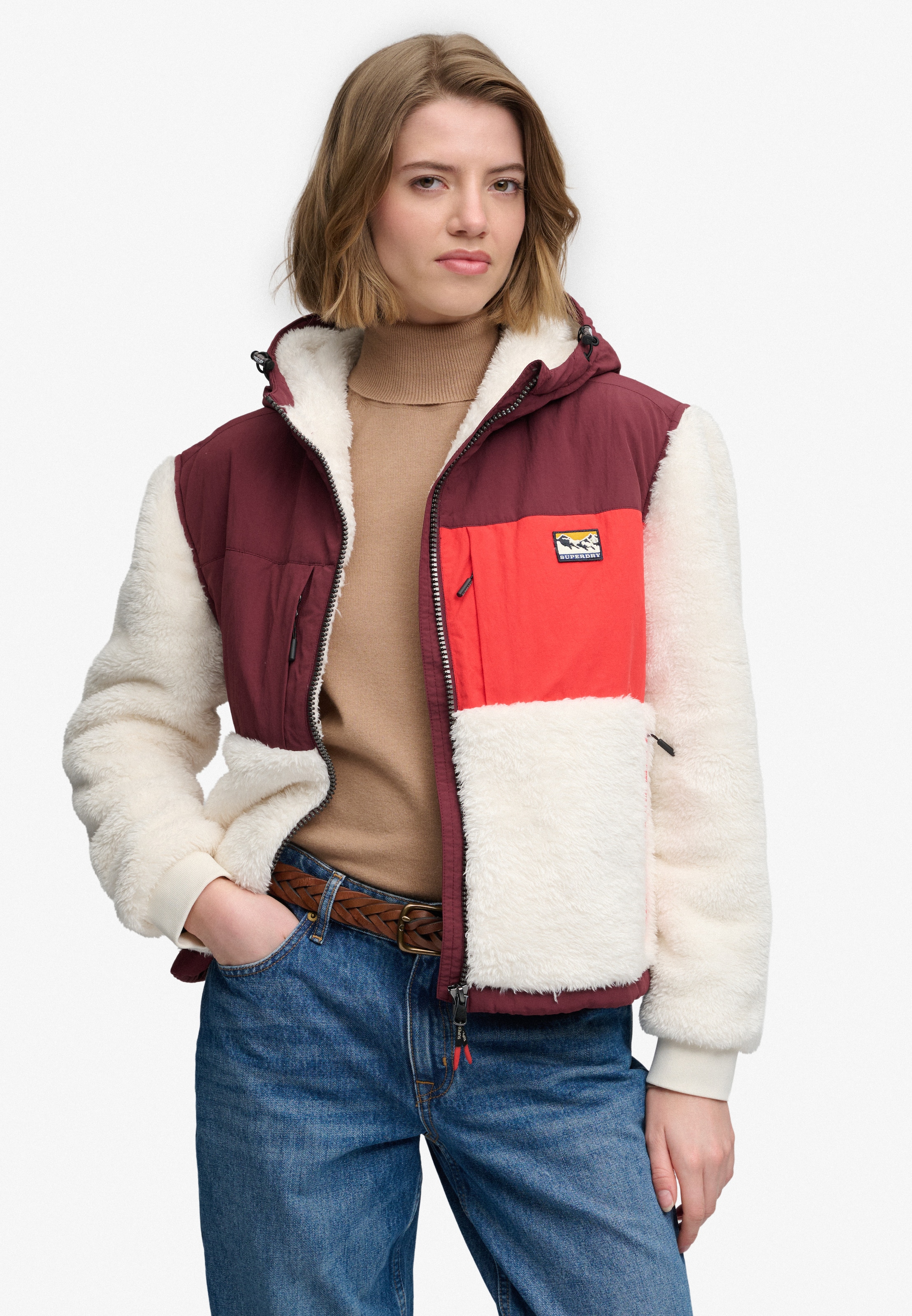 Superdry Hybridjacke »SUPER SOFT HYBRID FULL ZIP« mit Kapuze Kunstfaser, oversize
