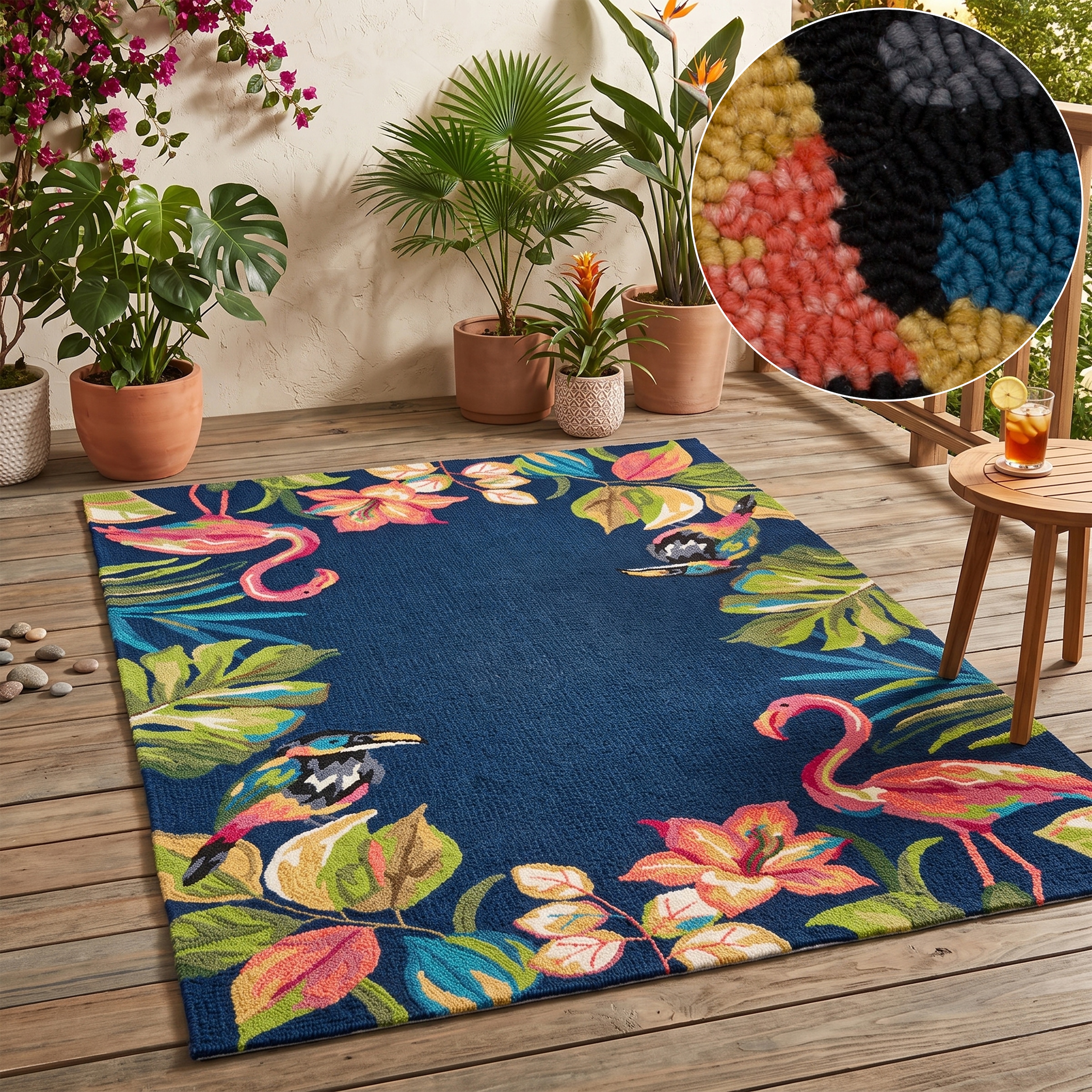 Gino Falcone Teppich "Rosetta 020 Flamingos" rechteckig 15 mm Höhe besonders weich durch Microfaser, In- und Outdoor geeignet, Wohnzimmer