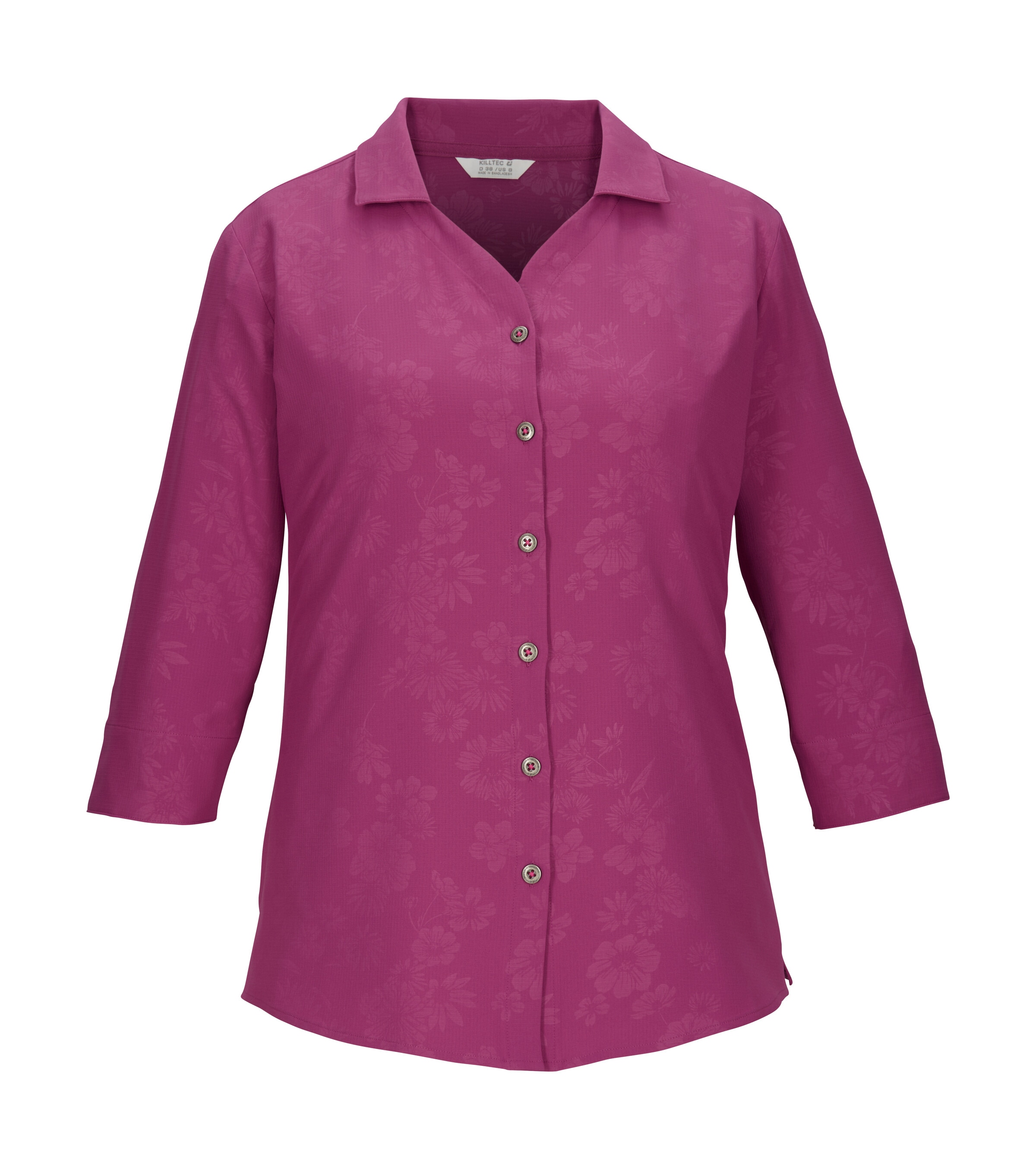Killtec Funktionshemd "KOS 62 WMN WVN SHRT" Schnelltrocknende Bluse mit floralem Print und Rückenraffung