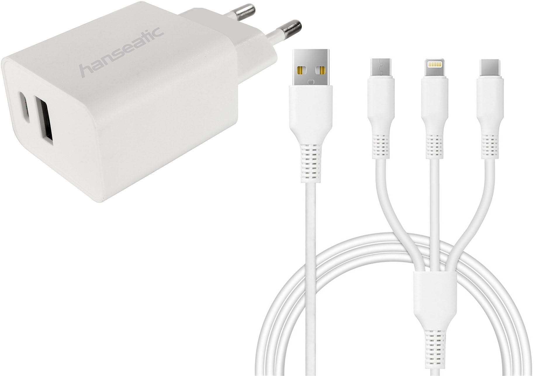 (PD) universal Smartphone-Ladegerät, Ladekabel Hanseatic 20W und Delivery Ladegerät USB | (Power BAUR