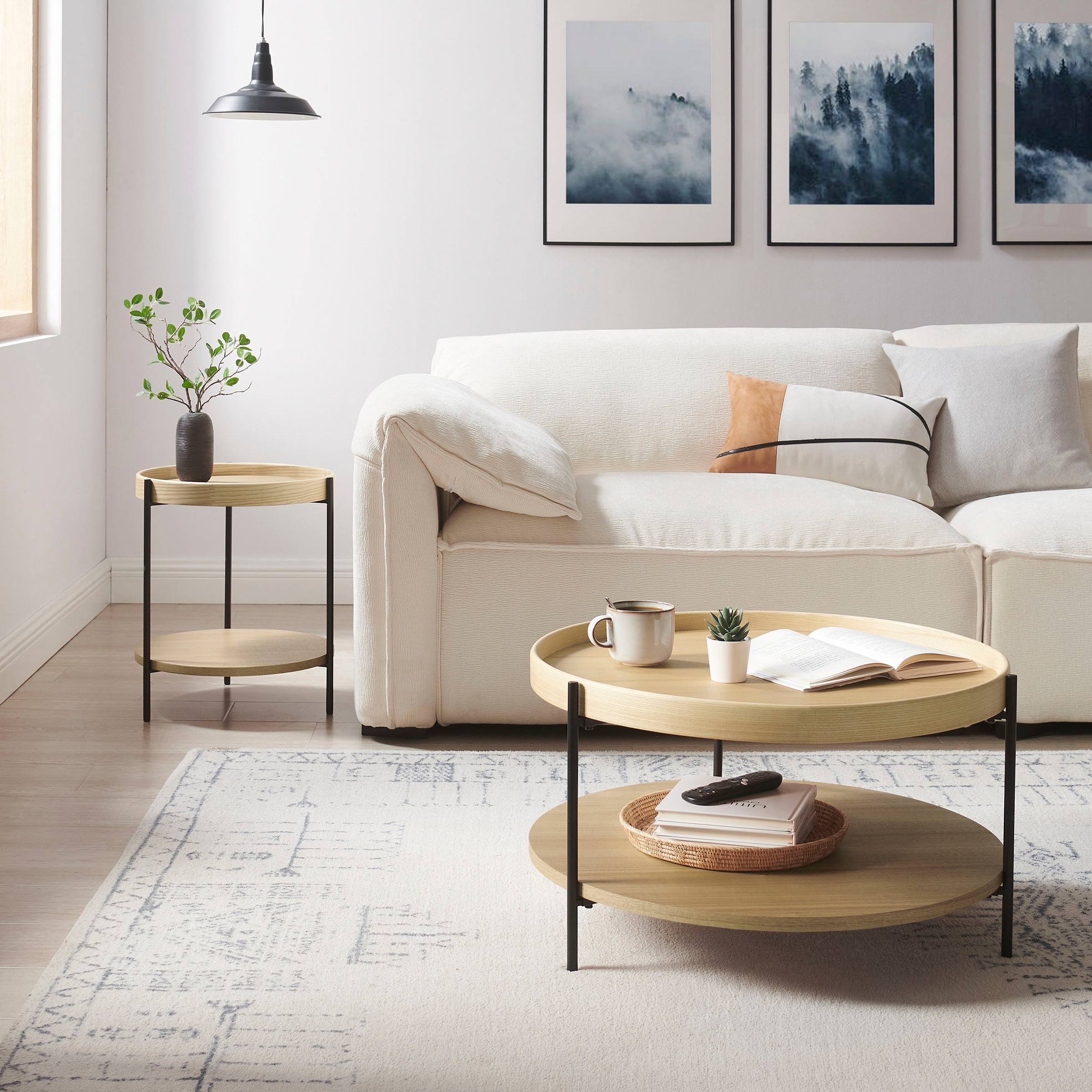 SalesFever Couchtisch "Chicago Couchtisch-Set rund 2-teilig mit 2 Ablageflä günstig online kaufen