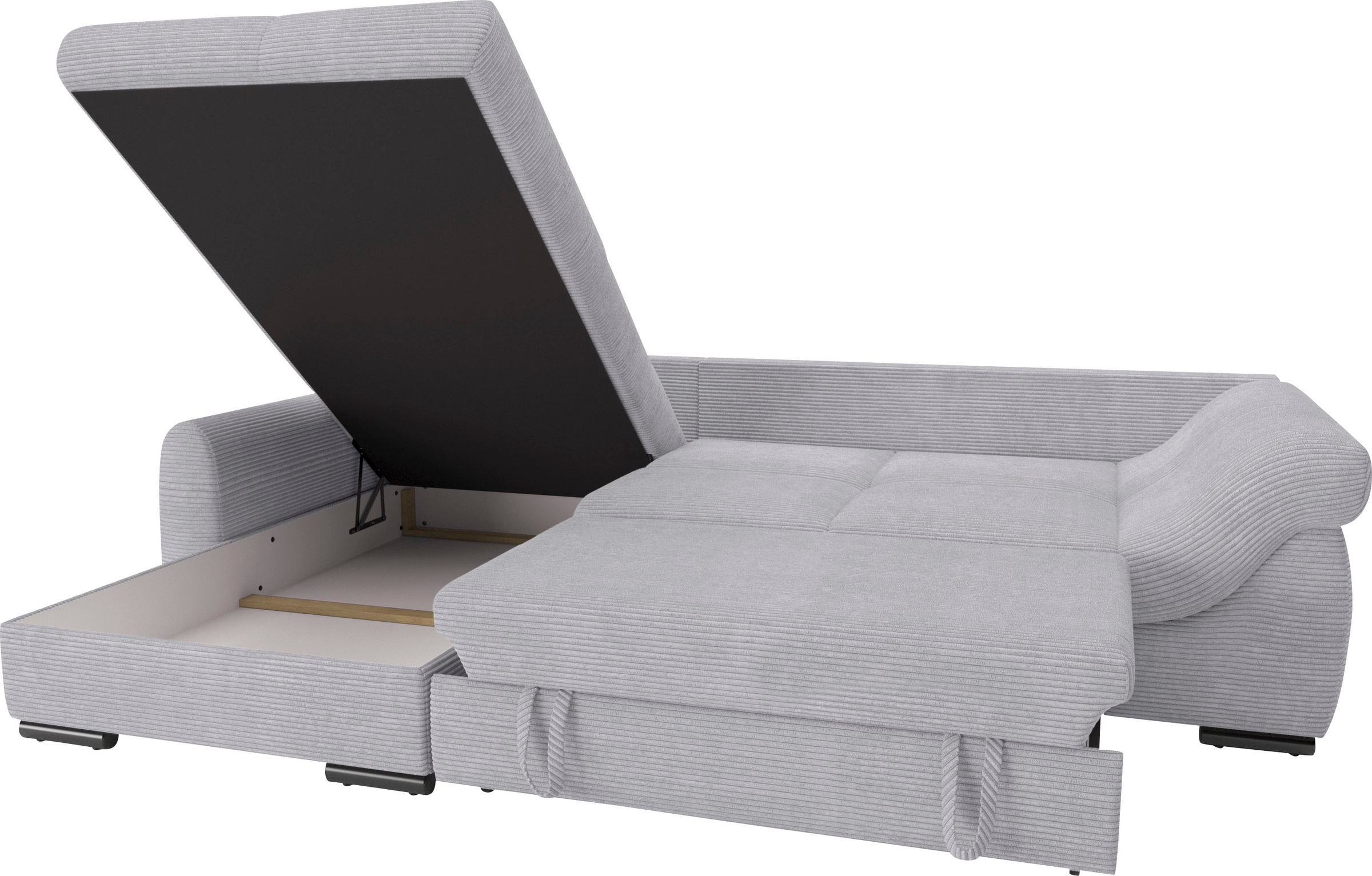 Mr. Couch Ecksofa »Livorno DuraFlex L-Form«, inkl. Hochschläfer-Bettauszug, XL-Bettkasten weiß beschichtet