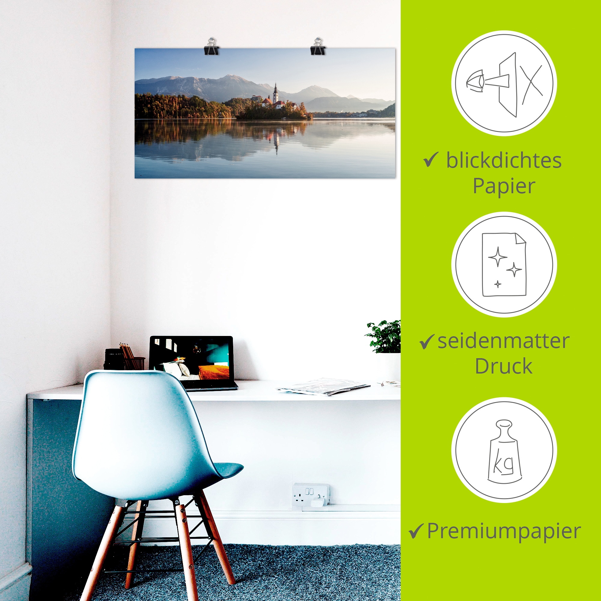 Artland Wandbild »Herbst am Bleder See Slowenien« Seebilder 1 Stk. tlg. als Alubild, Leinwandbild, Poster, Wandaufkleber in verschied. Größen