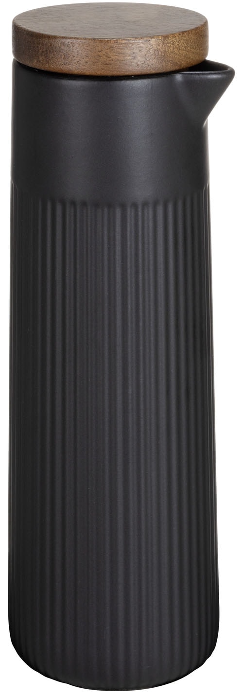 SCHÖNER WOHNEN-Kollektion Essigspender »REFIA« Öl- & Essigspender, Ölkaraffe aus Keramik, Akazienholzdeckel, 350 ml