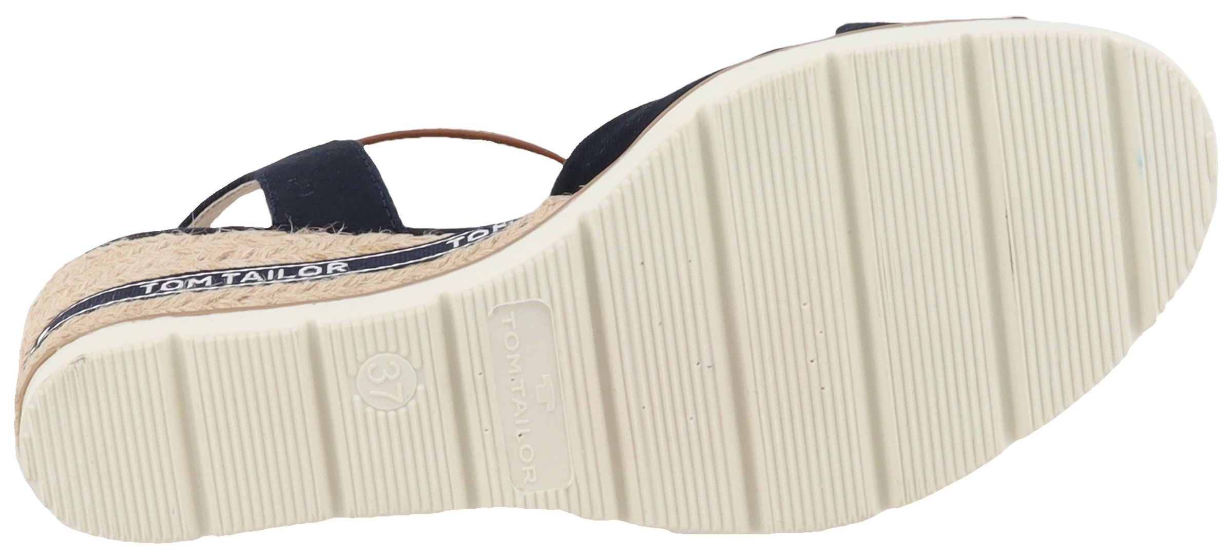 TOM TAILOR Keilsandalette »Isabel«  Riemchensandale, Sommerschuh mit Logoschriftzug im Absatz