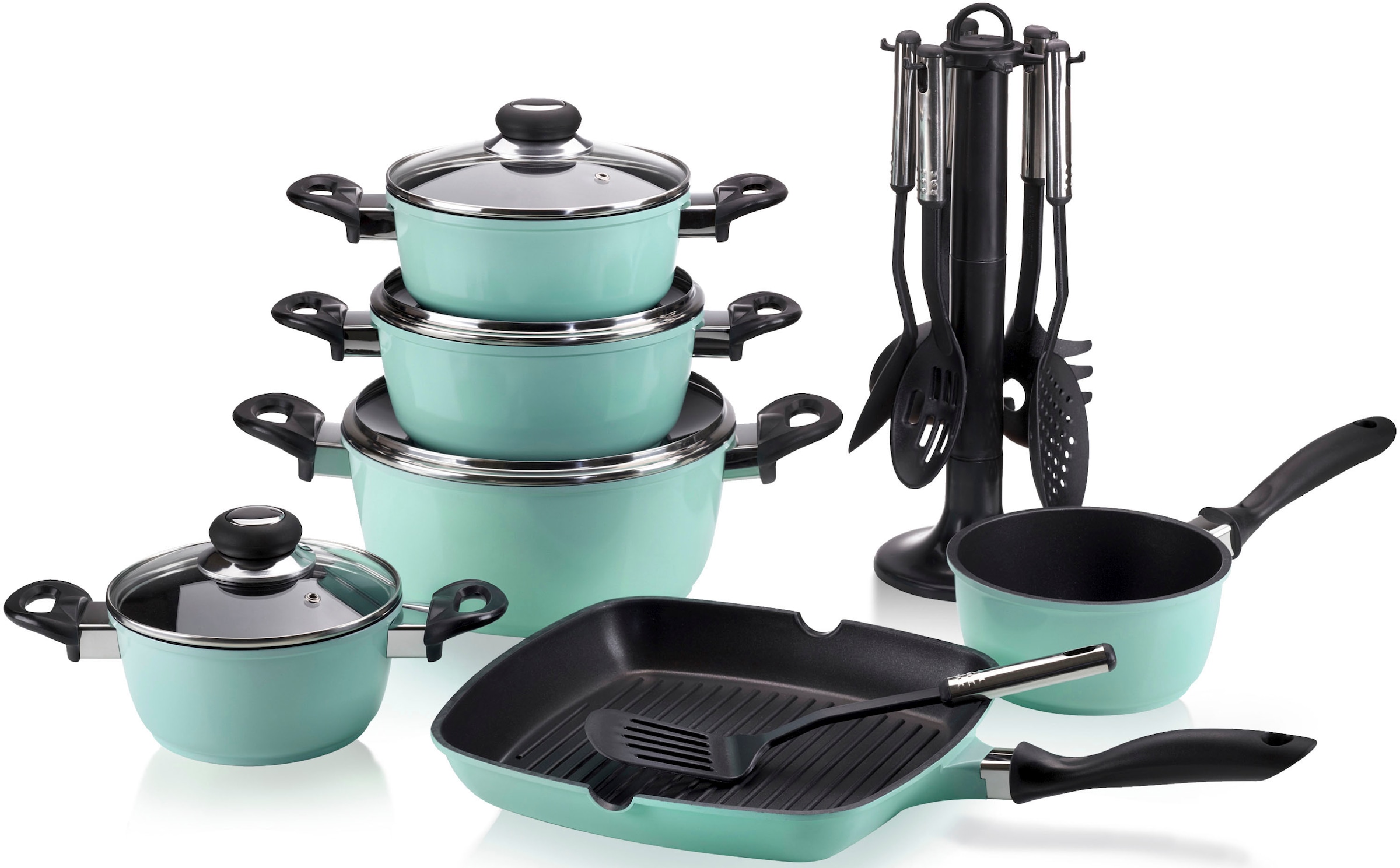 Krüger Topf-Set "Aluguss Topf- und Pfannenset inkl. praktischen Küchenhelfe günstig online kaufen