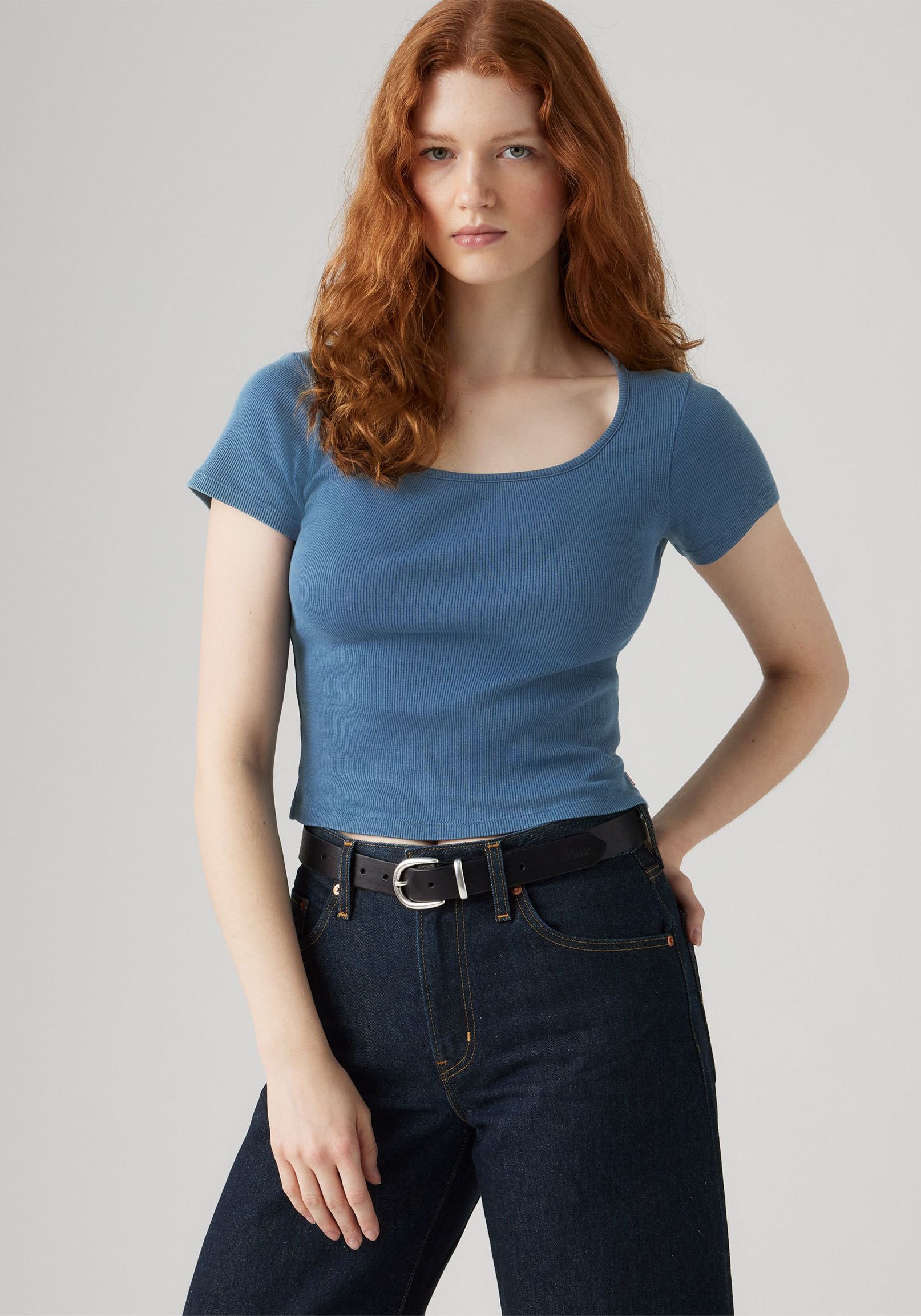 Levis T-Shirt "ESSENTIAL SQRD NE", Feinrippqualität günstig online kaufen