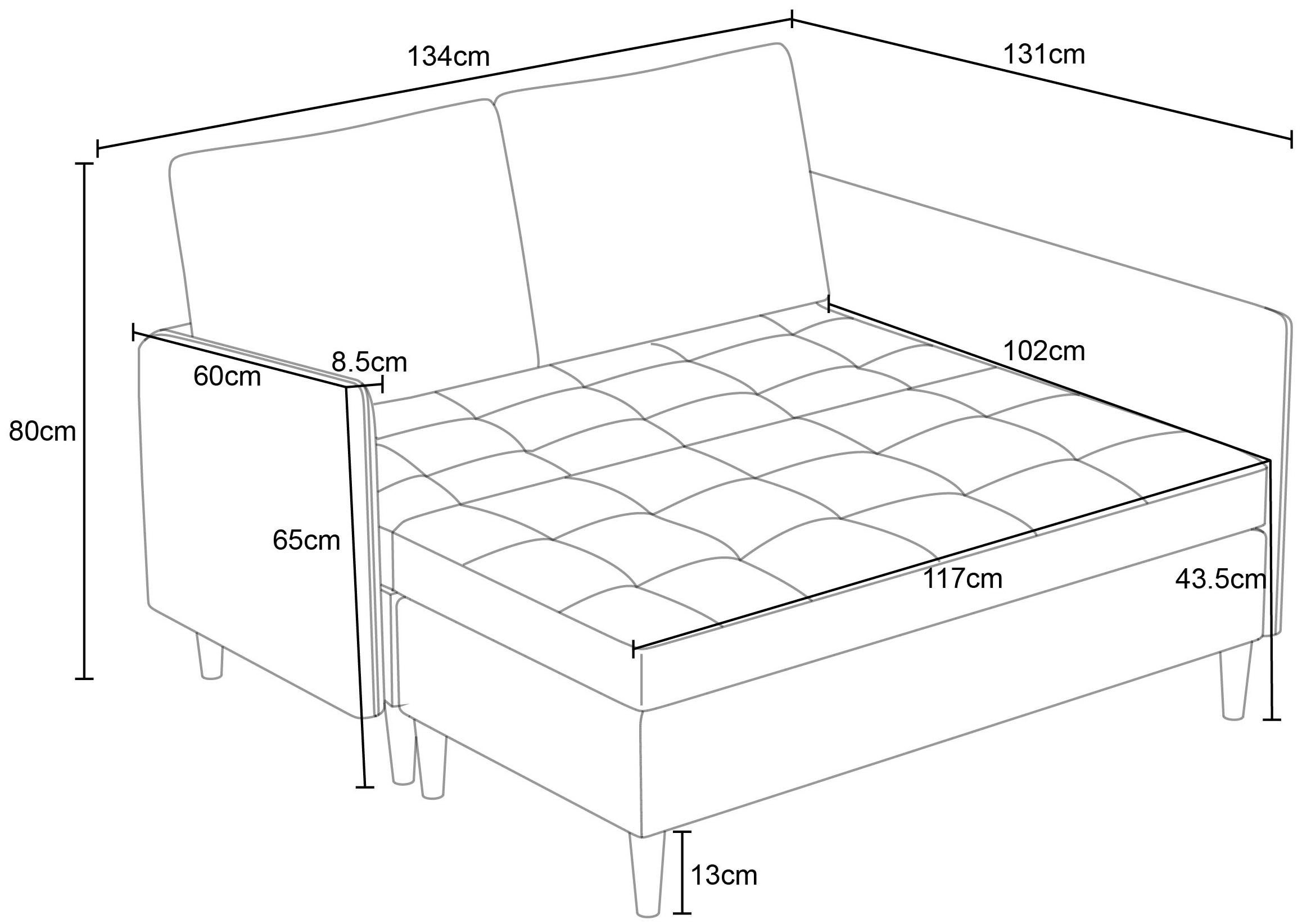 Dorel Home Ecksofa »LINDHUS, L-Form, verschiedene Stellvarianten, Loungesofa, Schlaf-Liege«, Modulsofa, Recamiere, großer Bettkasten, Cord, Chenille