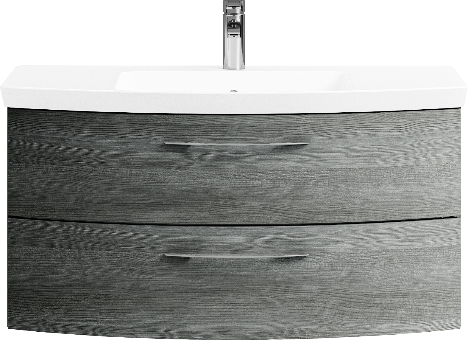 Saphir Badmöbel-Set »Cassca Sprint 2-teilig Mineralmarmor-Waschtisch mit LED-Spiegelschrank«, (2 St.), Waschplatz mit 2 Schubladen, inkl. Dämpfer, 101 cm breit