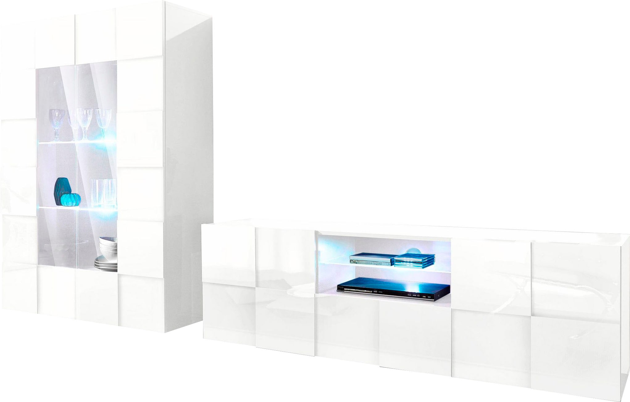 INOSIGN Lowboard »Dama Breite 181 cm, TV-Board 2 Türen, 1 Schubkasten, TV-Schrank«, Front in 3D-Optik, viel Stauraum, verschiedene Farben
