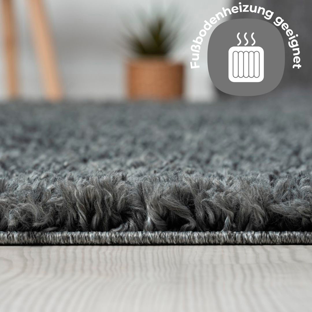 my home Hochflor-Teppich »Banji«, rund, 37 mm Höhe, Uni Farben, weich und flauschig, auch als rechteckig erhältlich