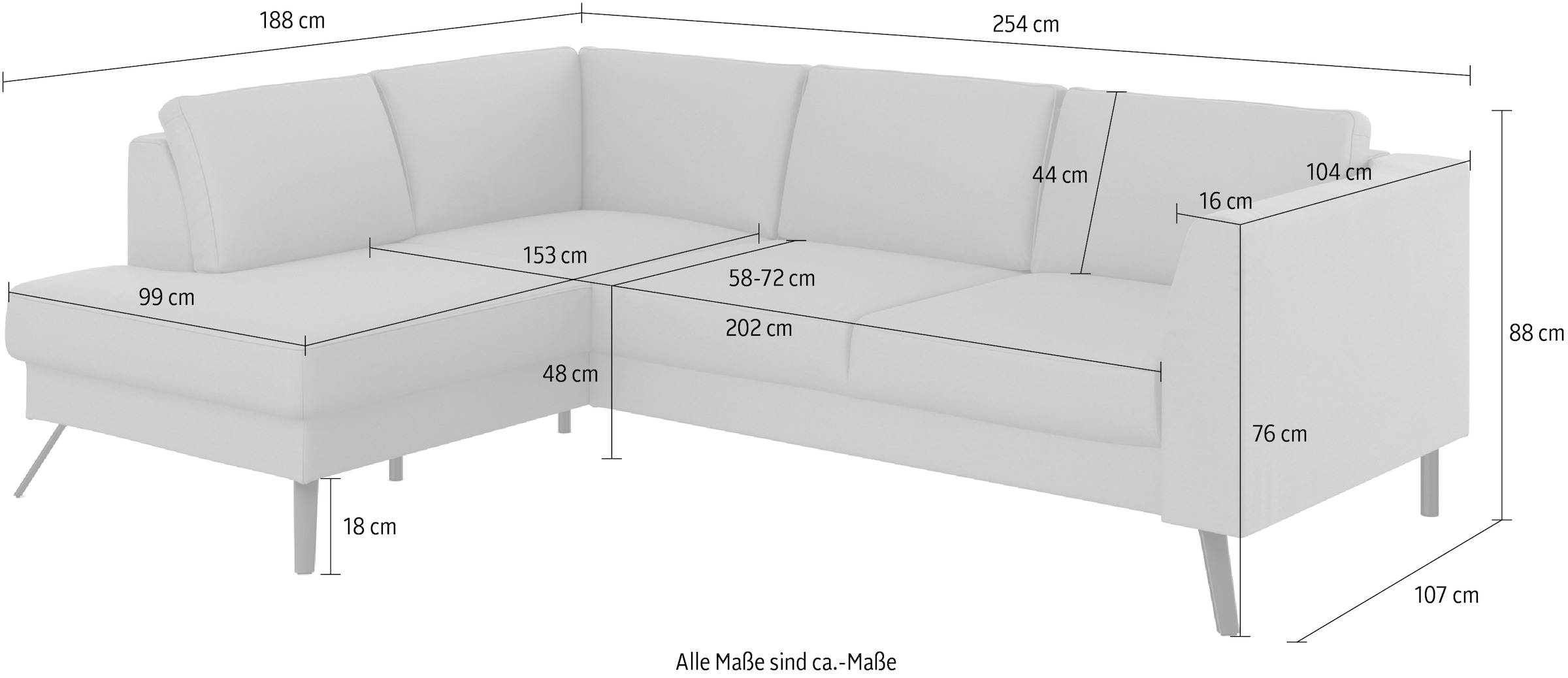 sit&more Ecksofa »Lindholm L-Form«, mit Sitztiefenverstellung und Federkern