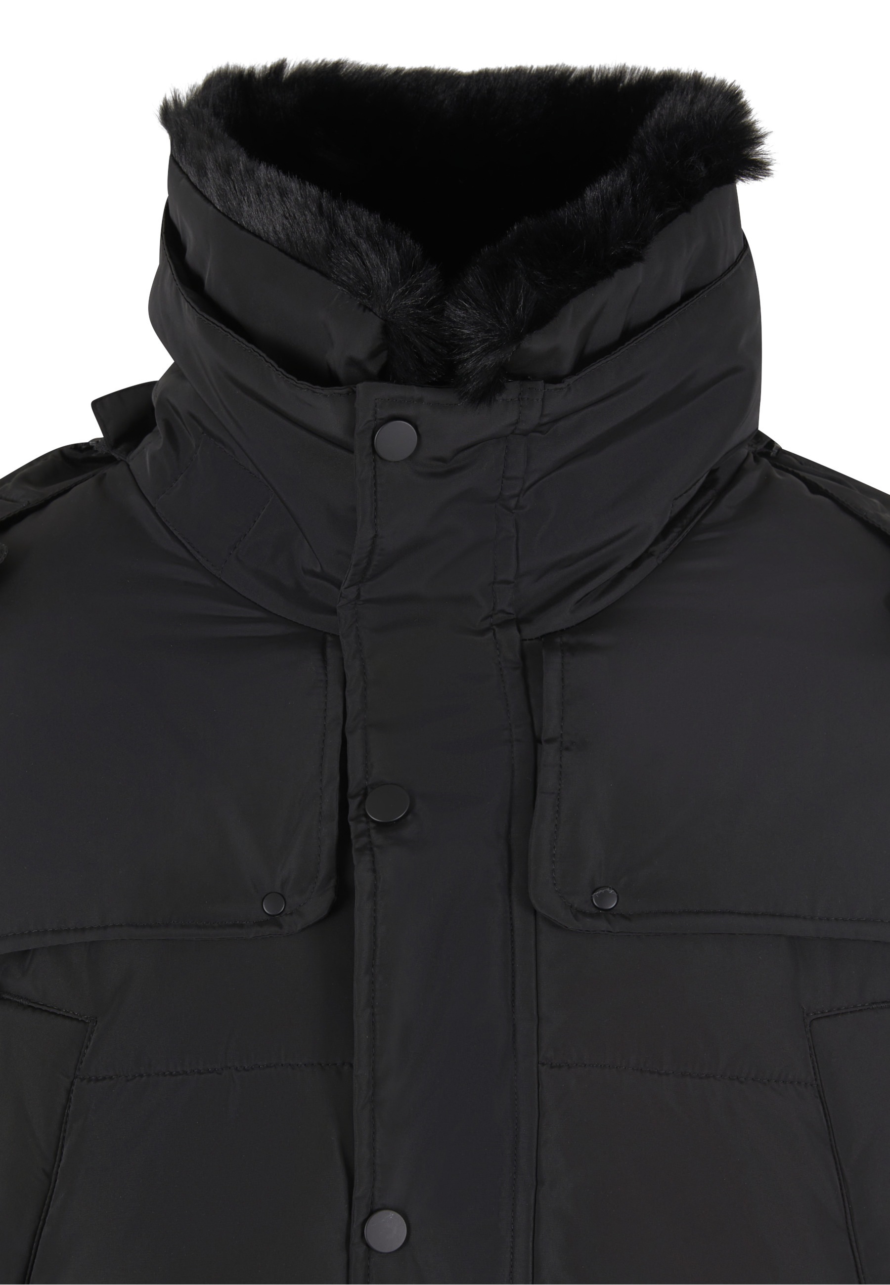Urban Classics Quilted Jacket With Detachable Fur Collar Black 2XL 3