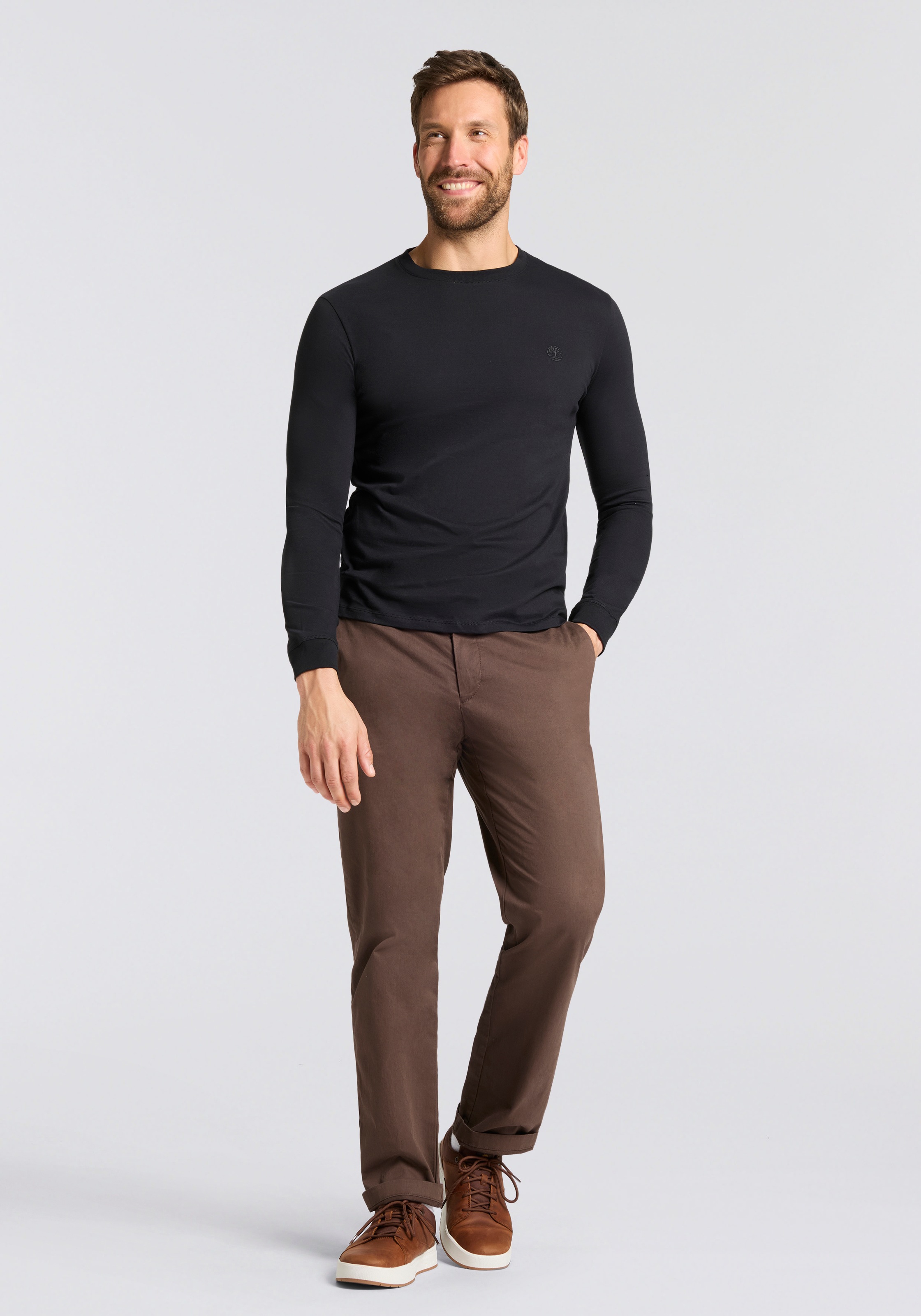 Timberland Langarmshirt »DUNSTAN RIVER Long Sleeve Tee« mit Logostickerei, Rundhalsausschnitt, aus Baumwolle, pflegeleicht