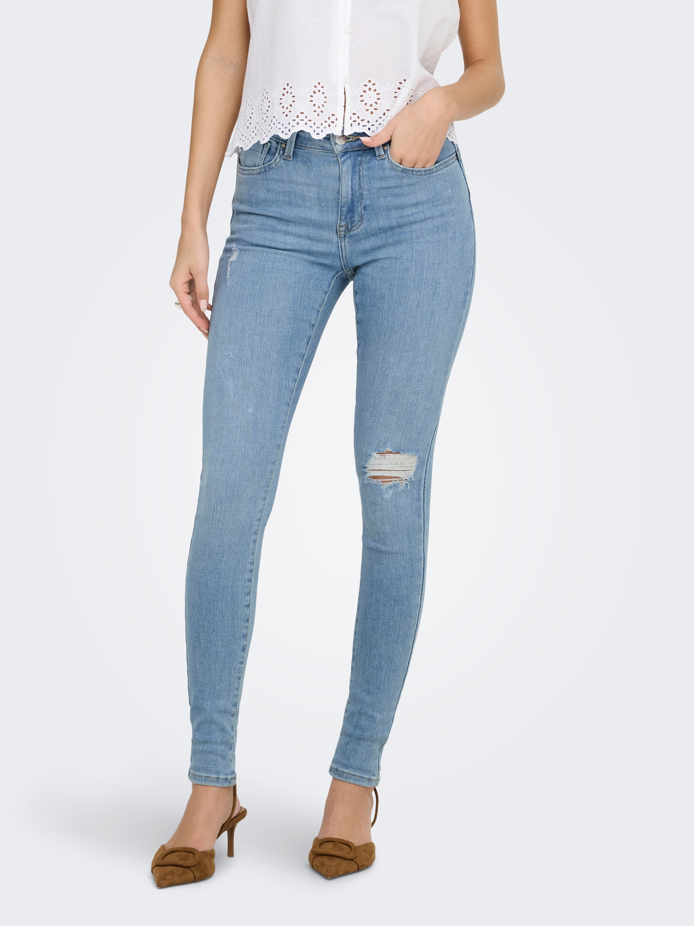 ONLY "ONLPOWER LIFE MID PUSH" Baumwollmischung, skinny fit, regular waist