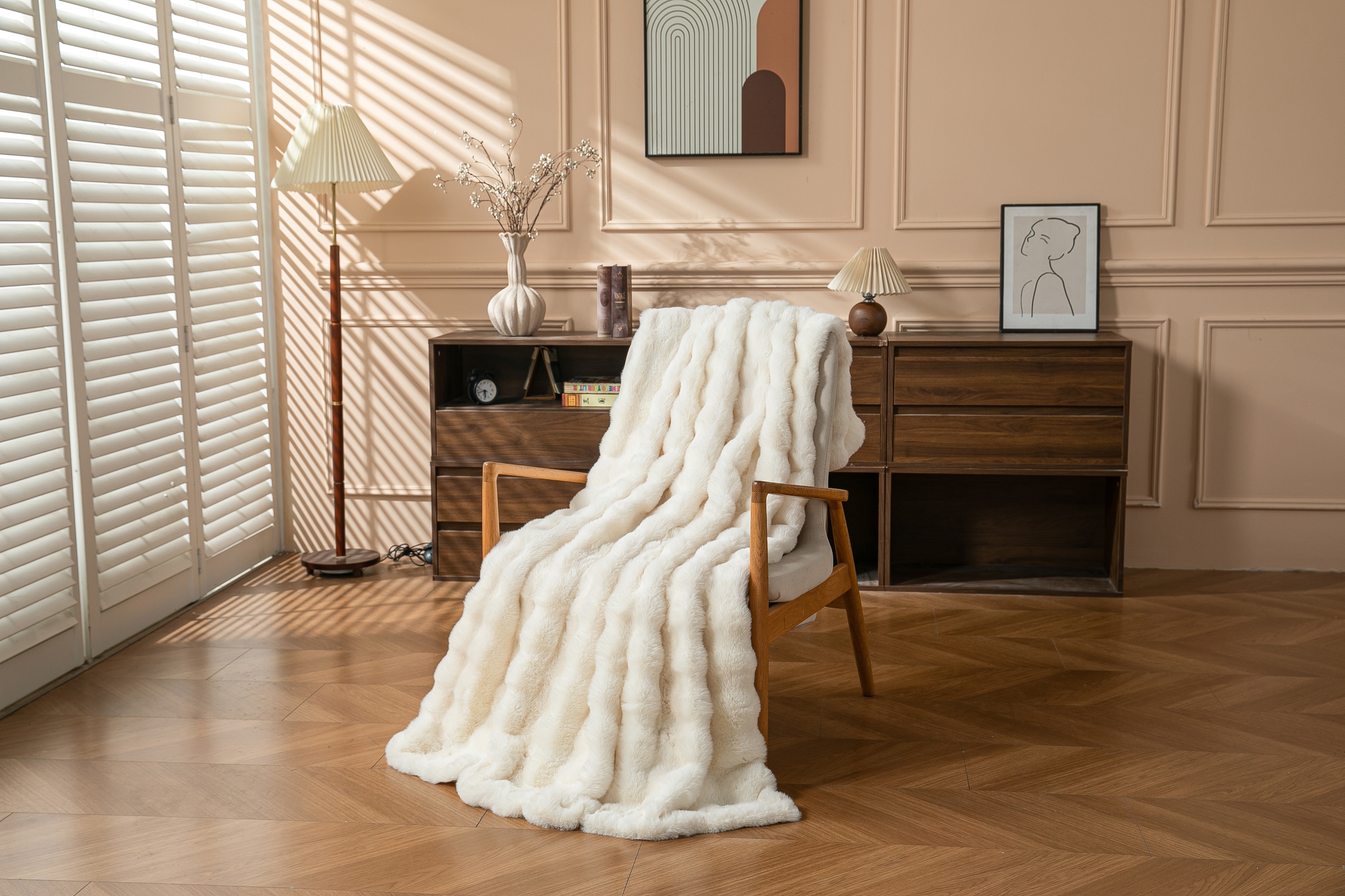 OTTO home Wohndecke »Briee Premium« Decke mit Fell-Optik, bubble, unifarben, hochwertige Qualität 550g/m²