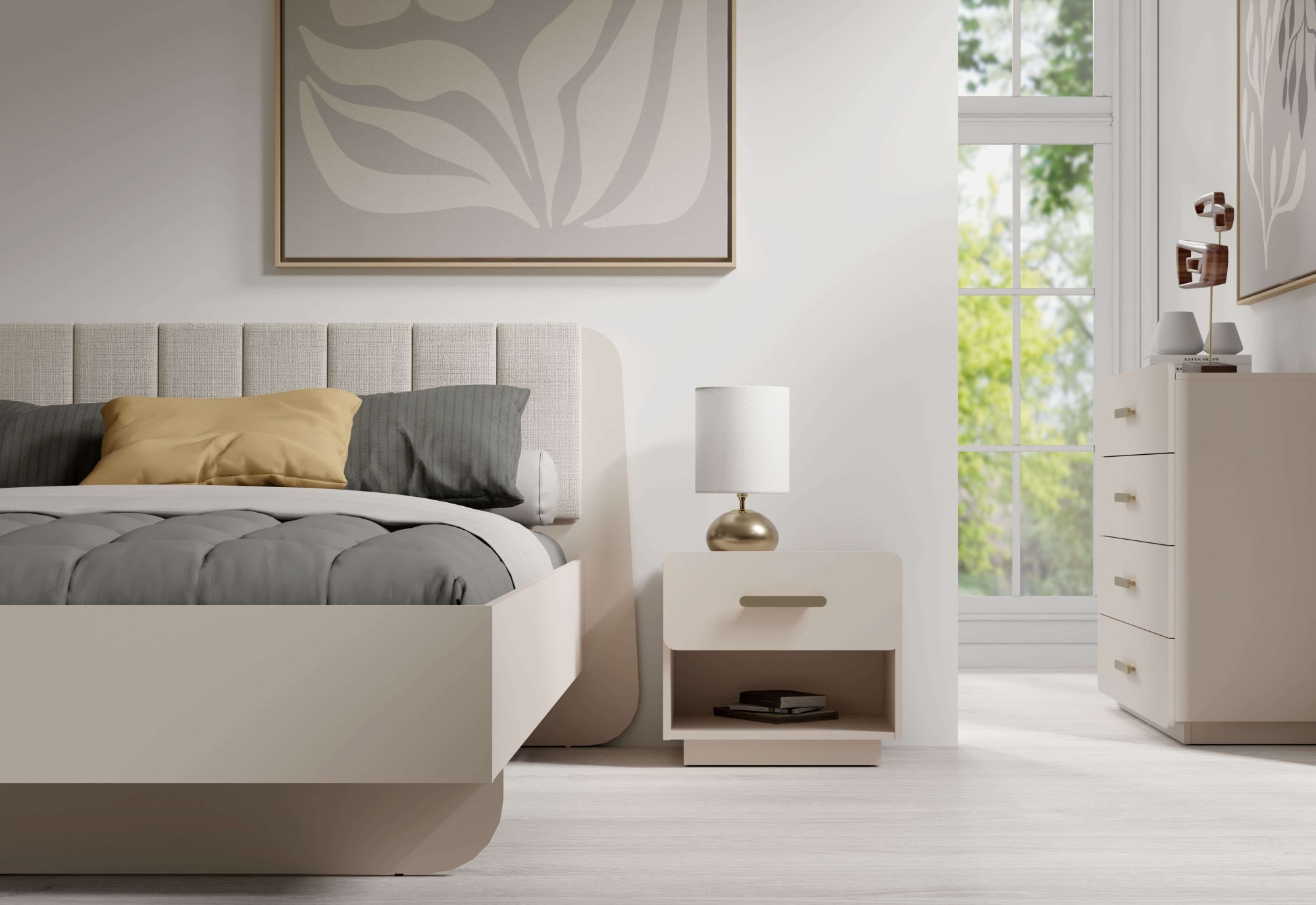 Thumbnail - Home affaire Nachttisch "CLAREI 2er Set, Nachttischen mit 1 Schublade, Maße B/H/T: 53/48/44 cm" Set, Set, 2 St., mit gol...