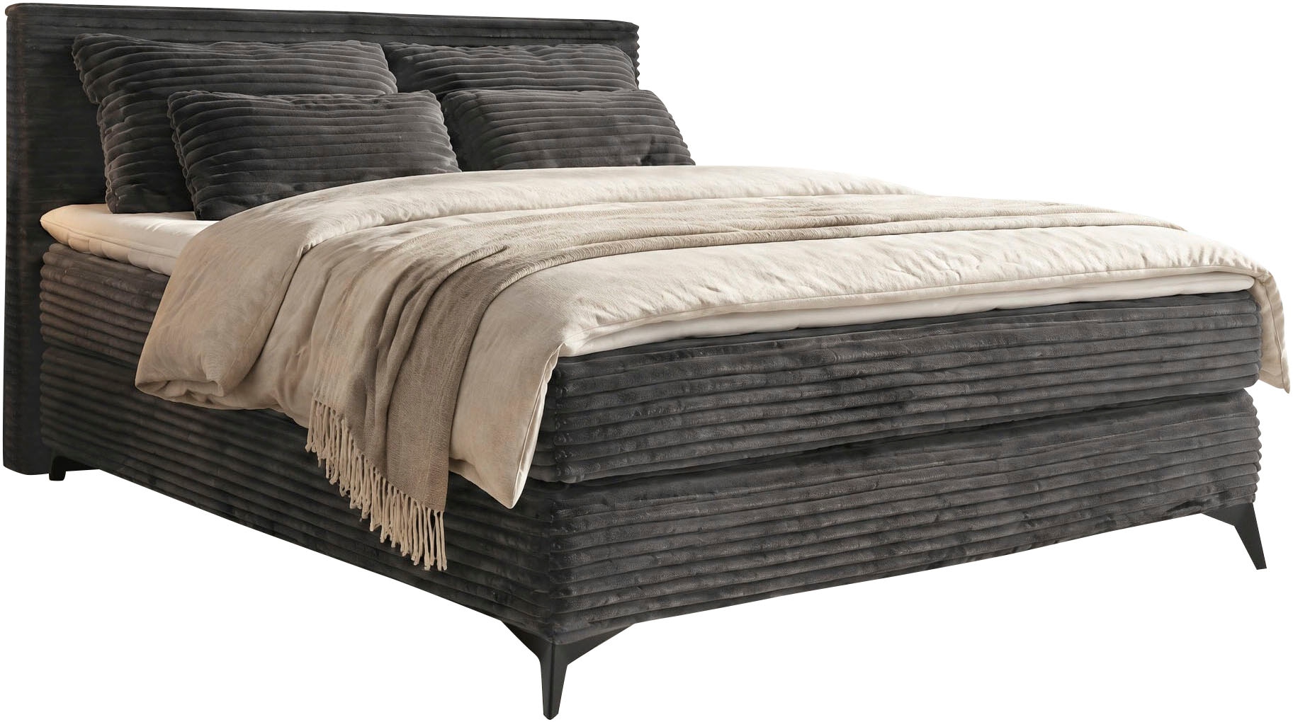 Jockenhöfer Gruppe Boxspringbett »PAULINA inkl. Bonnell- oder Taschenfederkernmatratze H3-H4« 140x200 cm oder 180x200cm, Chenille oder Cord