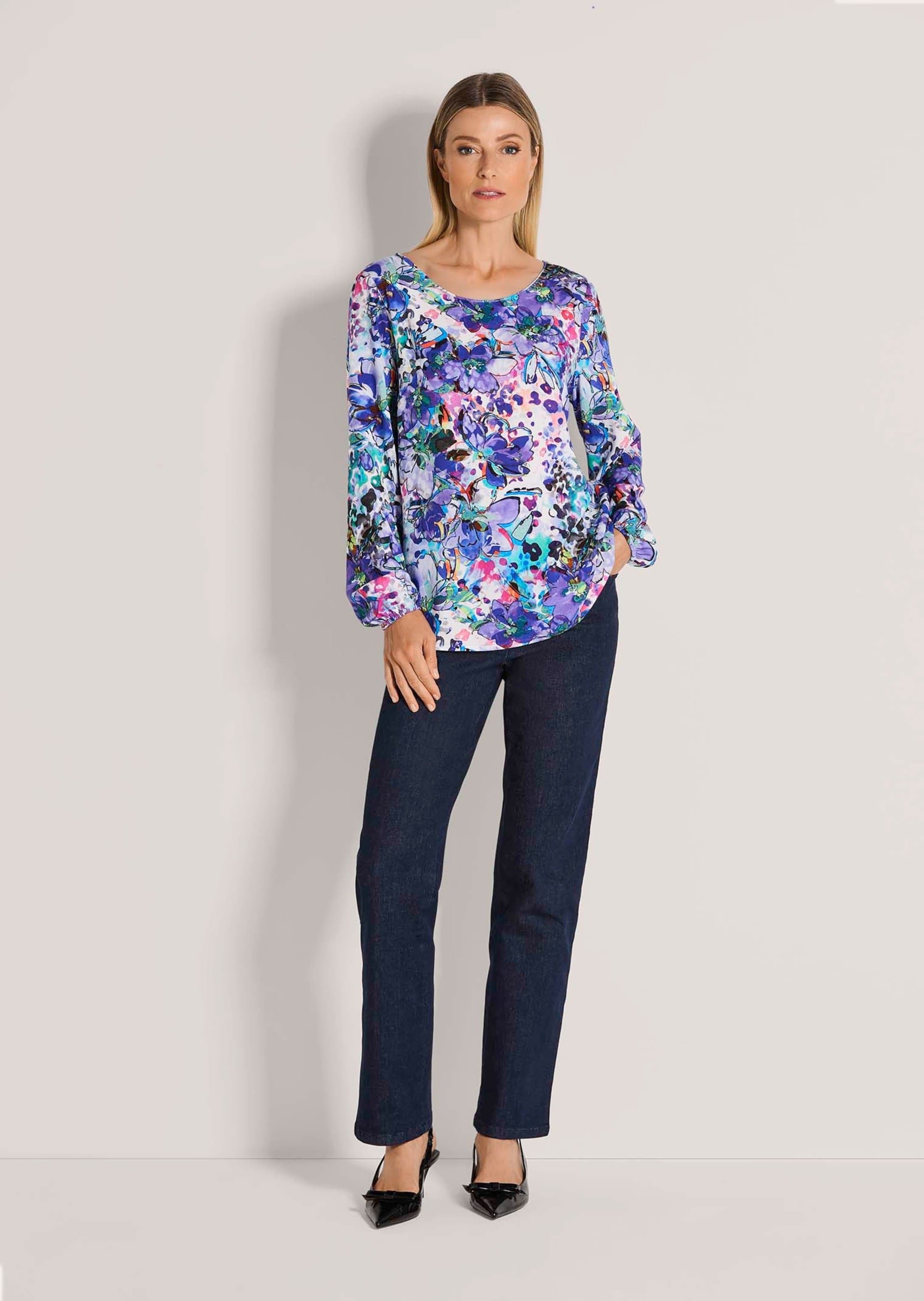 MADELEINE Schlupfbluse »Blusenshirt Viskosebluse mit floralem Aquarellmuster«