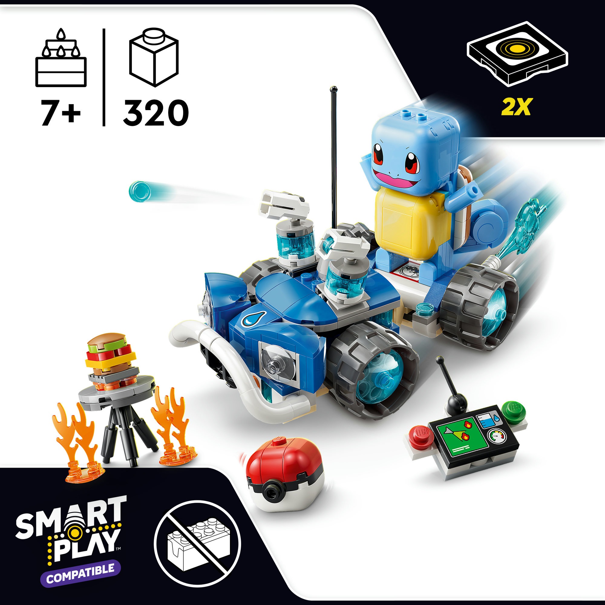 LEGO® Konstruktionsspielsteine »SMART Play: Trainer-Buggyabenteuer mit Schiggy (72156), LEGO Pokémon« Mit SMART Brick kombatibel (nicht enthalten)
