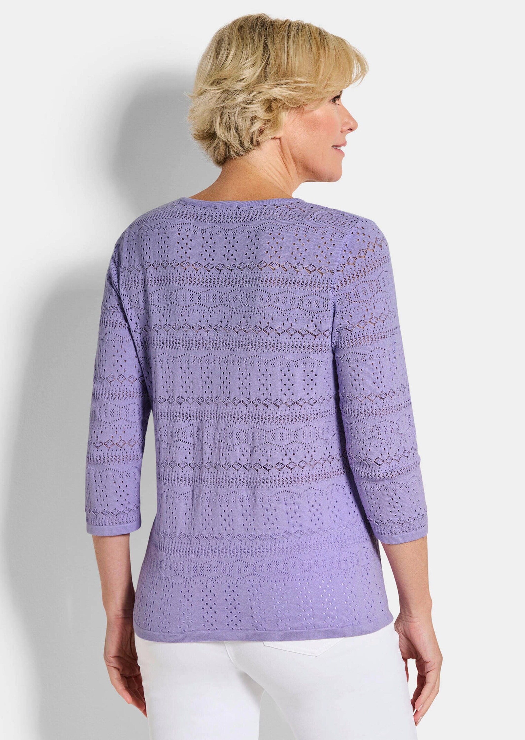 GOLDNER Rundhalspullover »Kurzgröße Sommerpullover mit V-Ausschnitt« angenehmer Tragekomfort