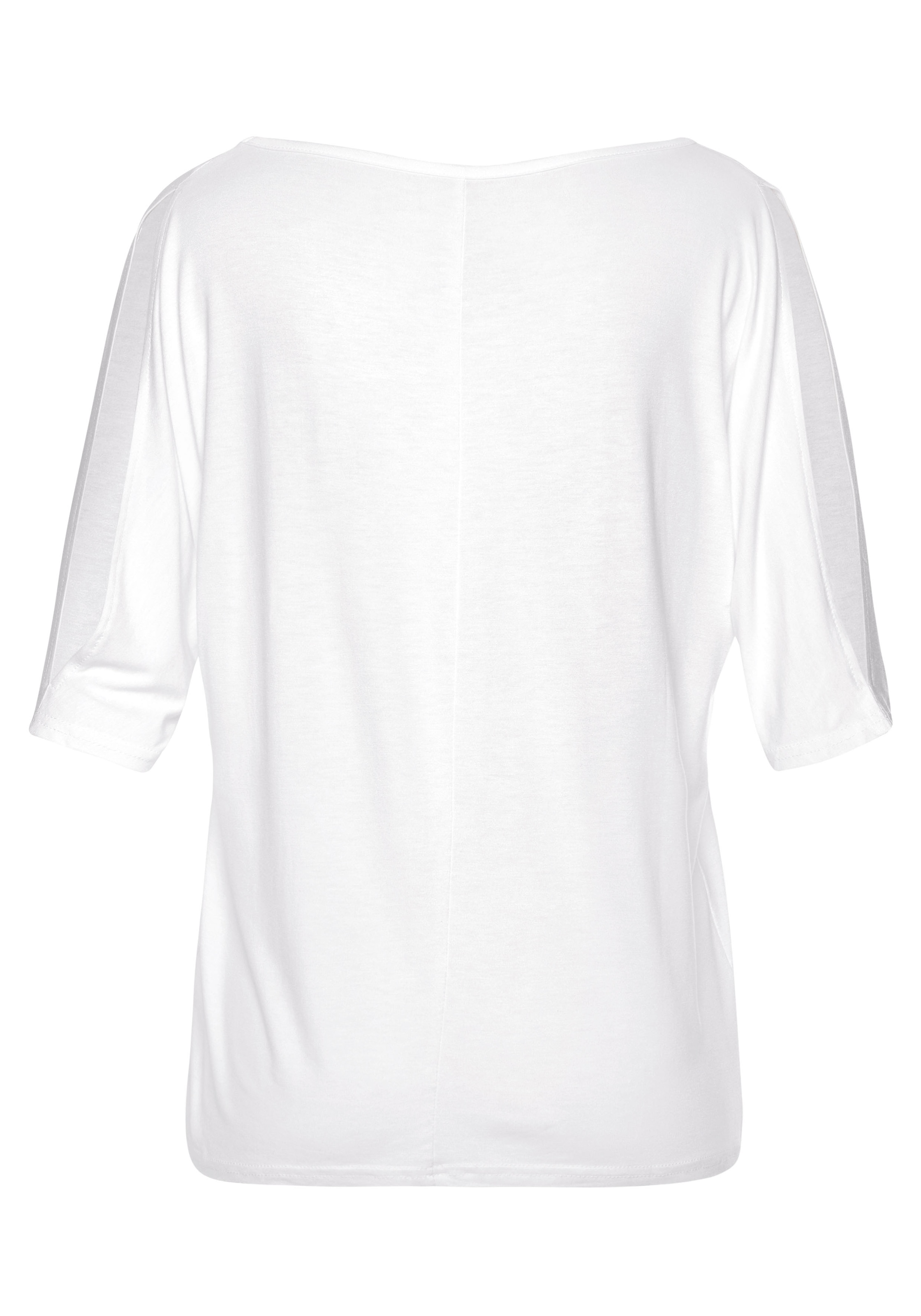 Vivance T-Shirt, mit Cut-outs am Ärmel, Kurzarmshirt mit V-Ausschnitt, casual