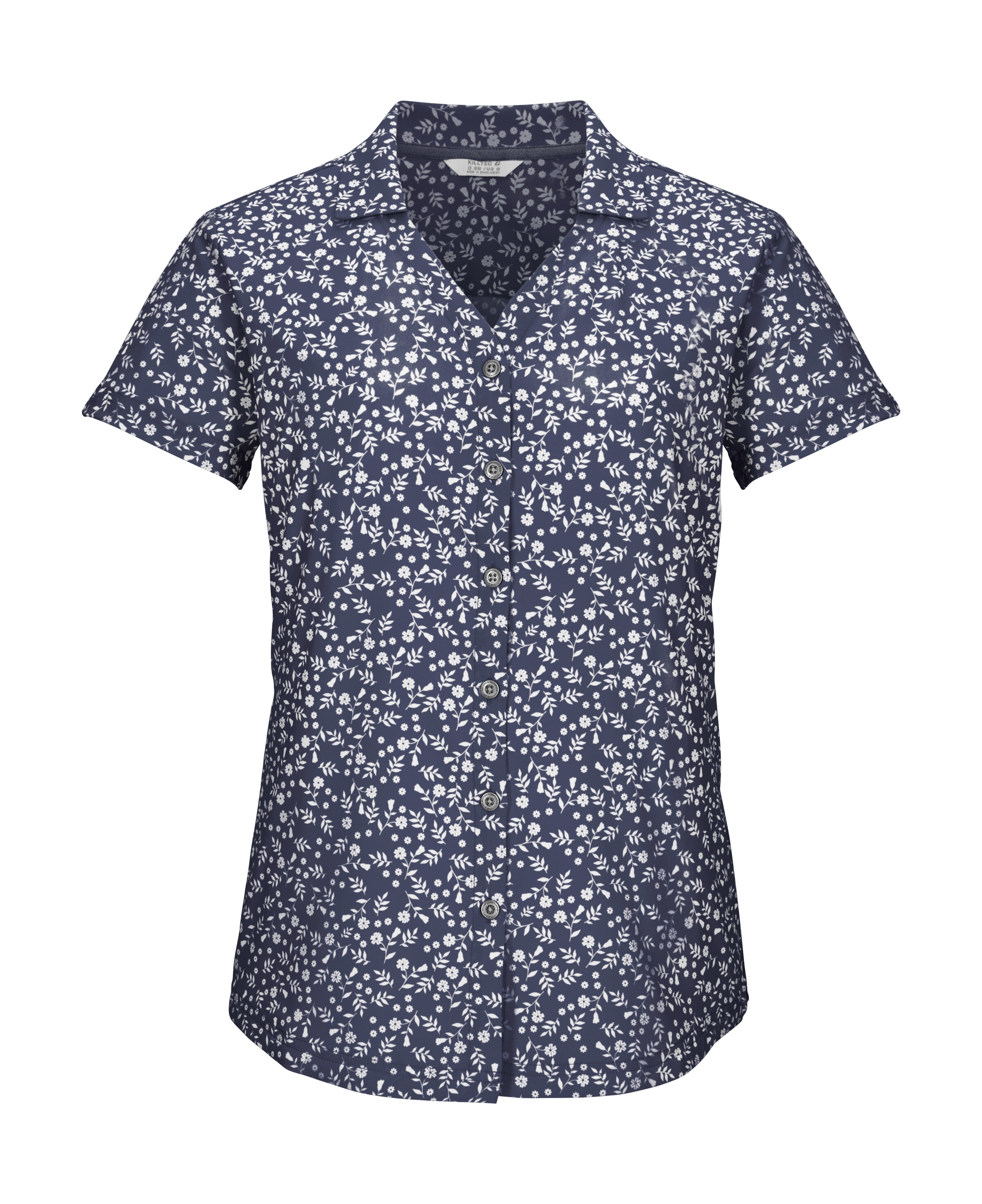 Killtec Funktionshemd »KOS 86 WMN WVN SHRT« Schnelltrocknende Damenbluse mit floralem Print und Zierriegeln